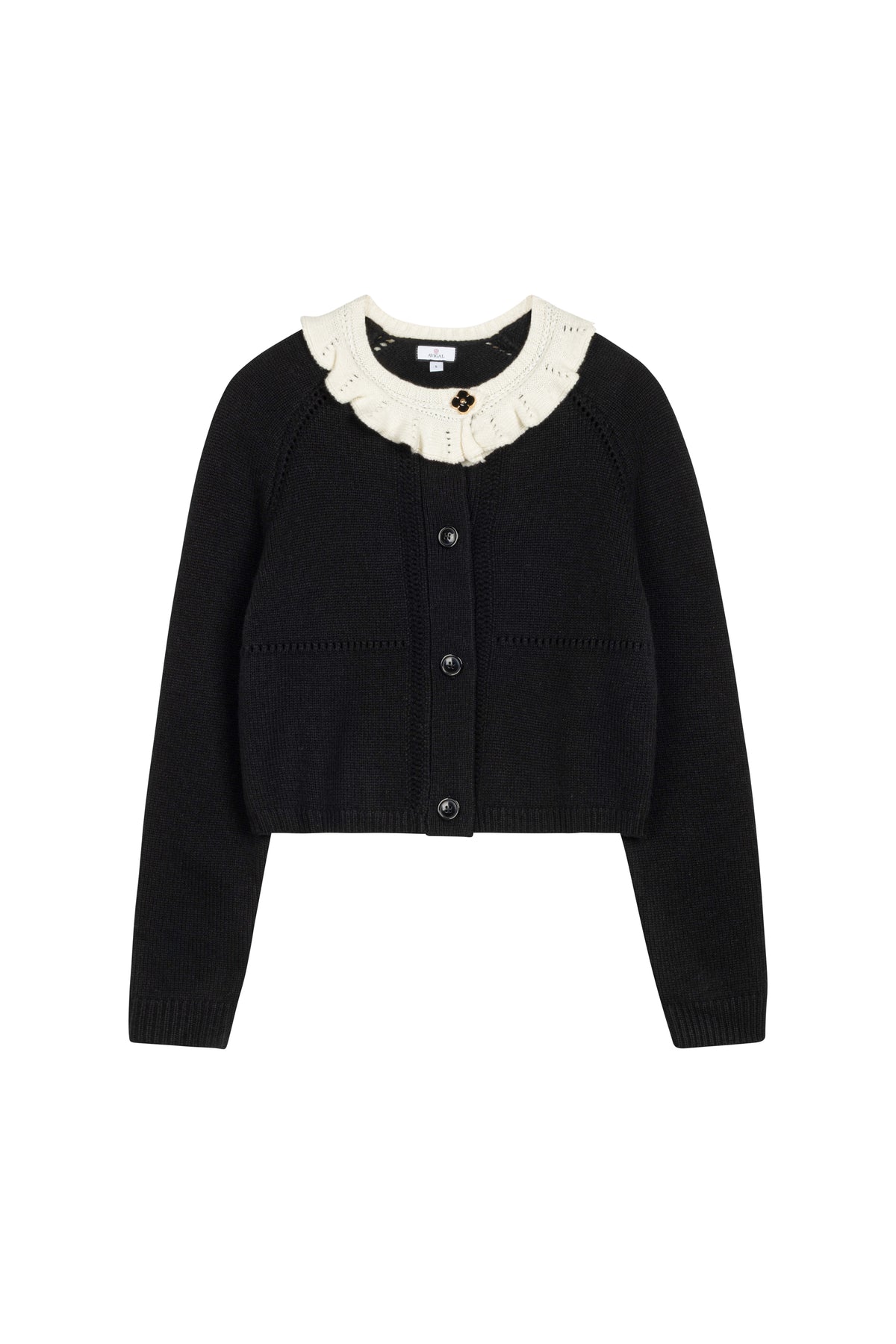 Boxy Cut Ruffle Neck Sweater