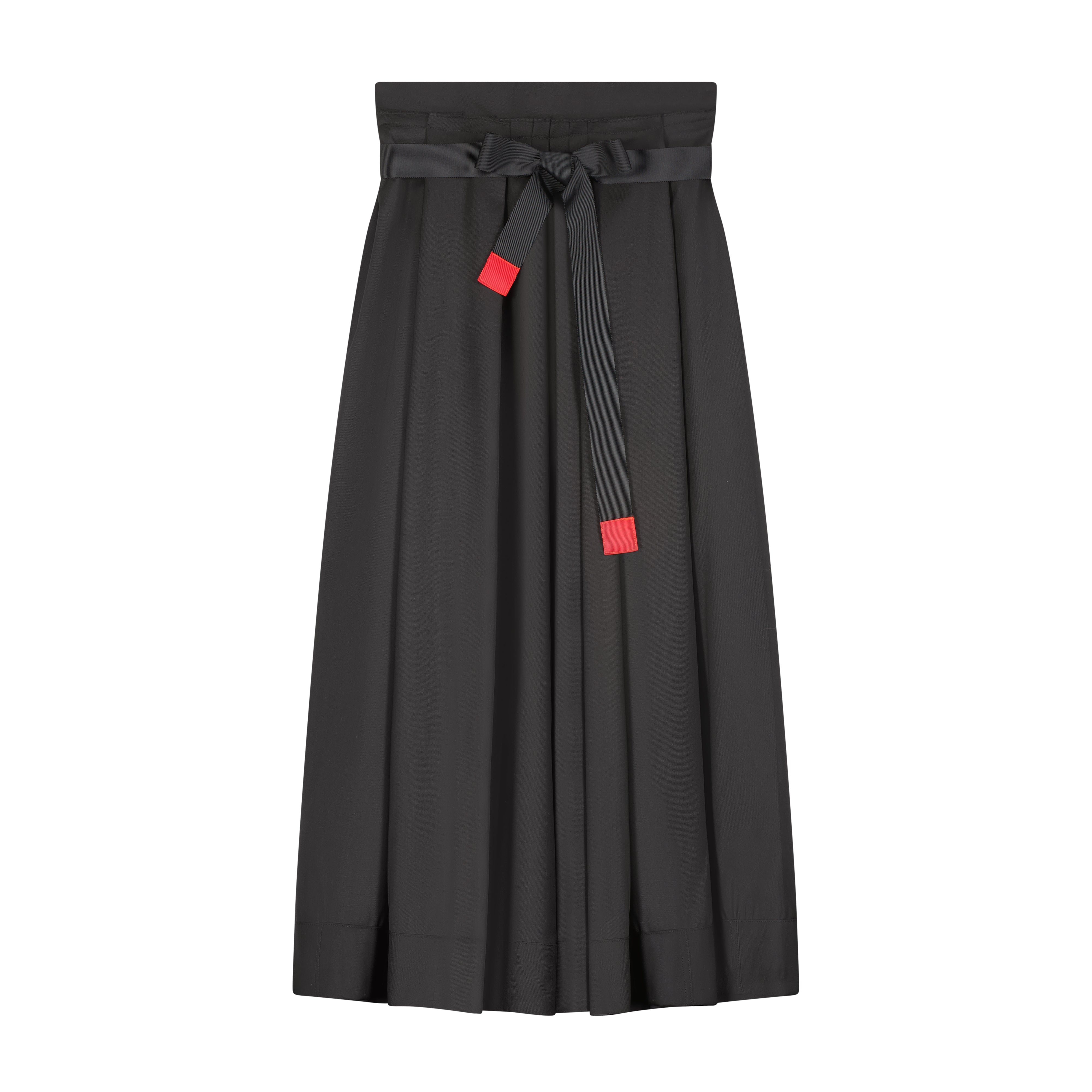 Red Tab Belted Pleated Skirt