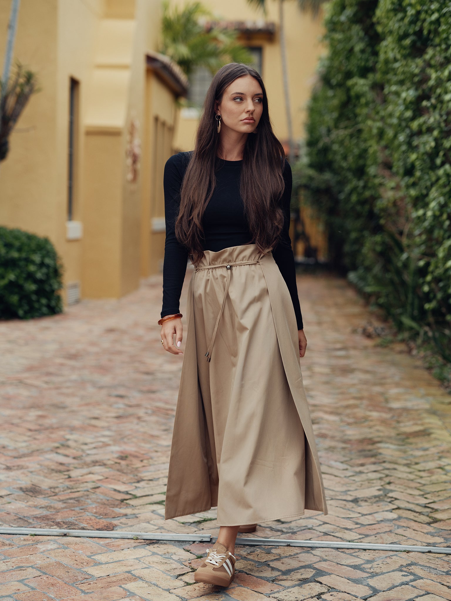 Drawstring A-line Skirt