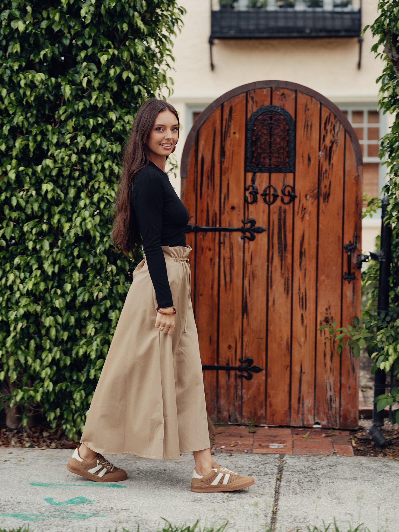 Drawstring A-line Skirt