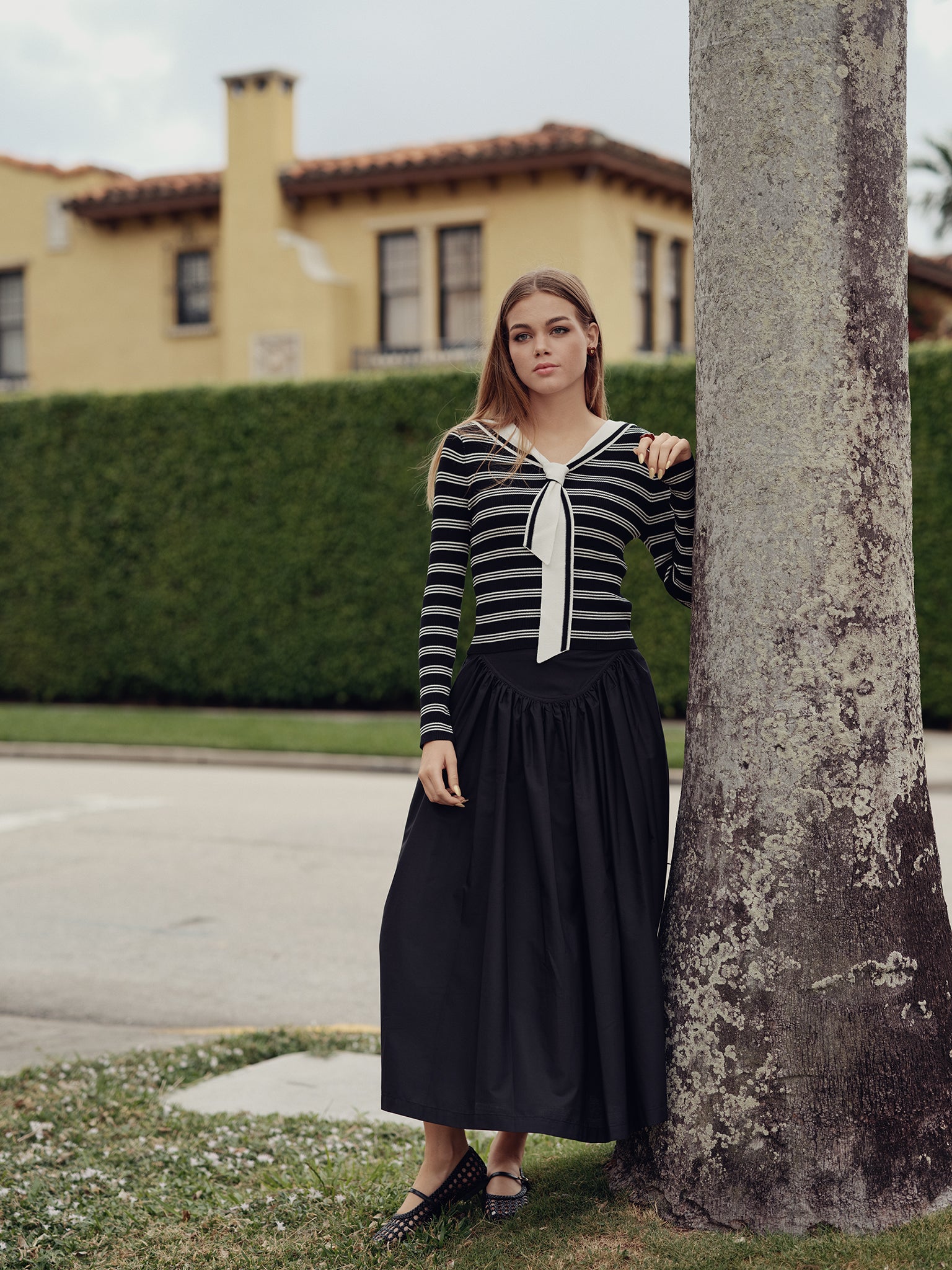 Striped Sailor Collar Sweater