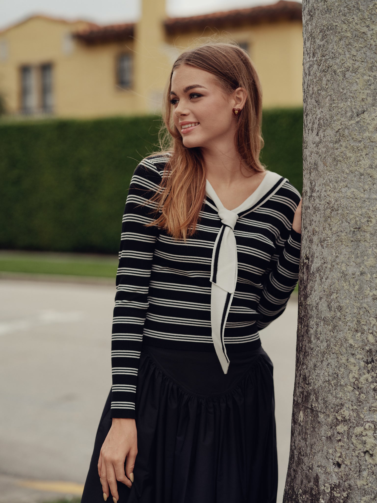 Striped Sailor Collar Sweater