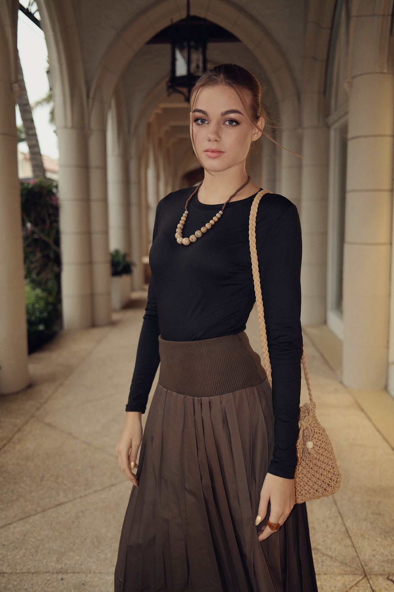 Knit Yoke Waistband Skirt