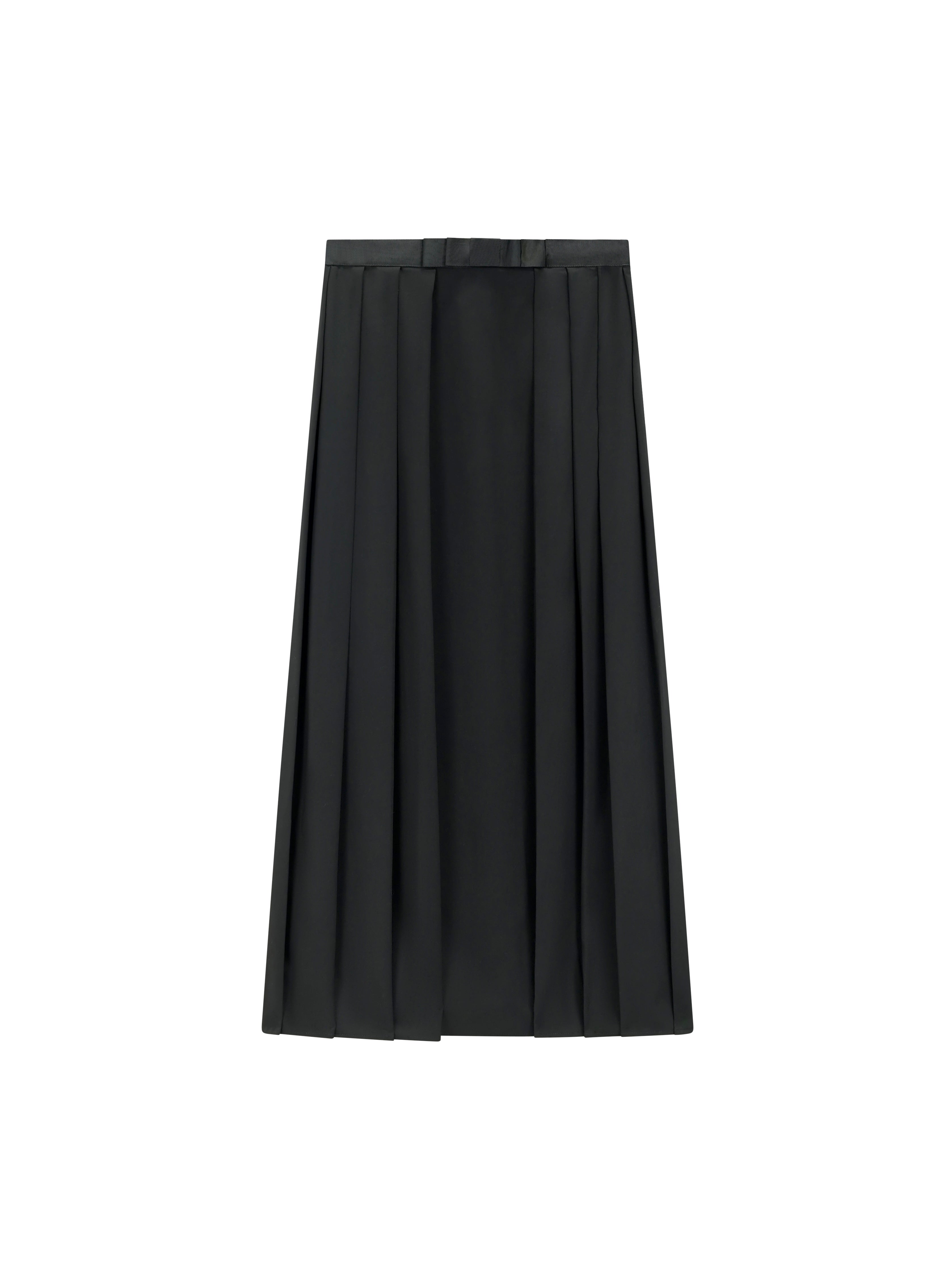 Pleated Dress Skirt with Grosgrain Belt