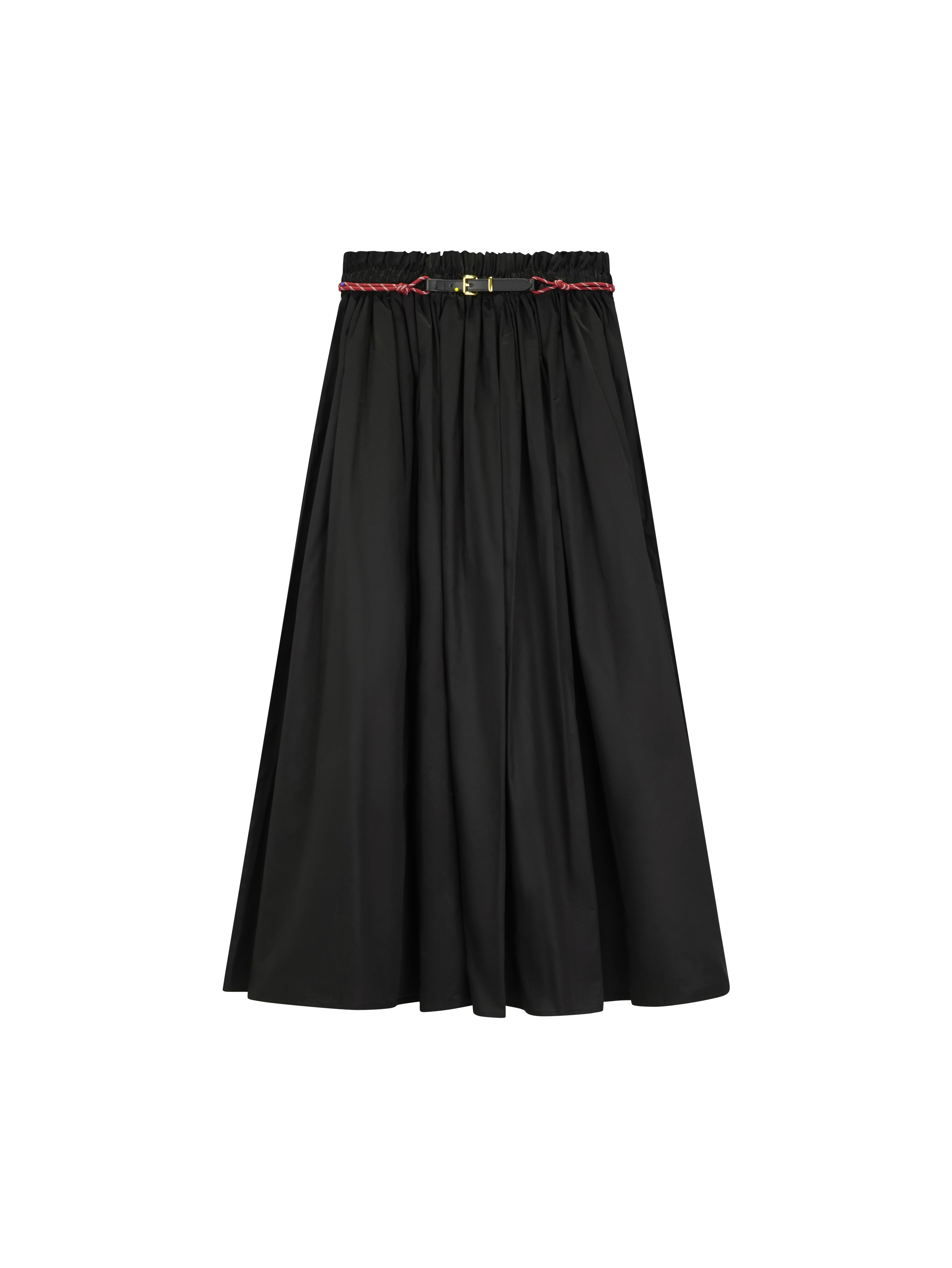 Gathered Skirt with Red Belt