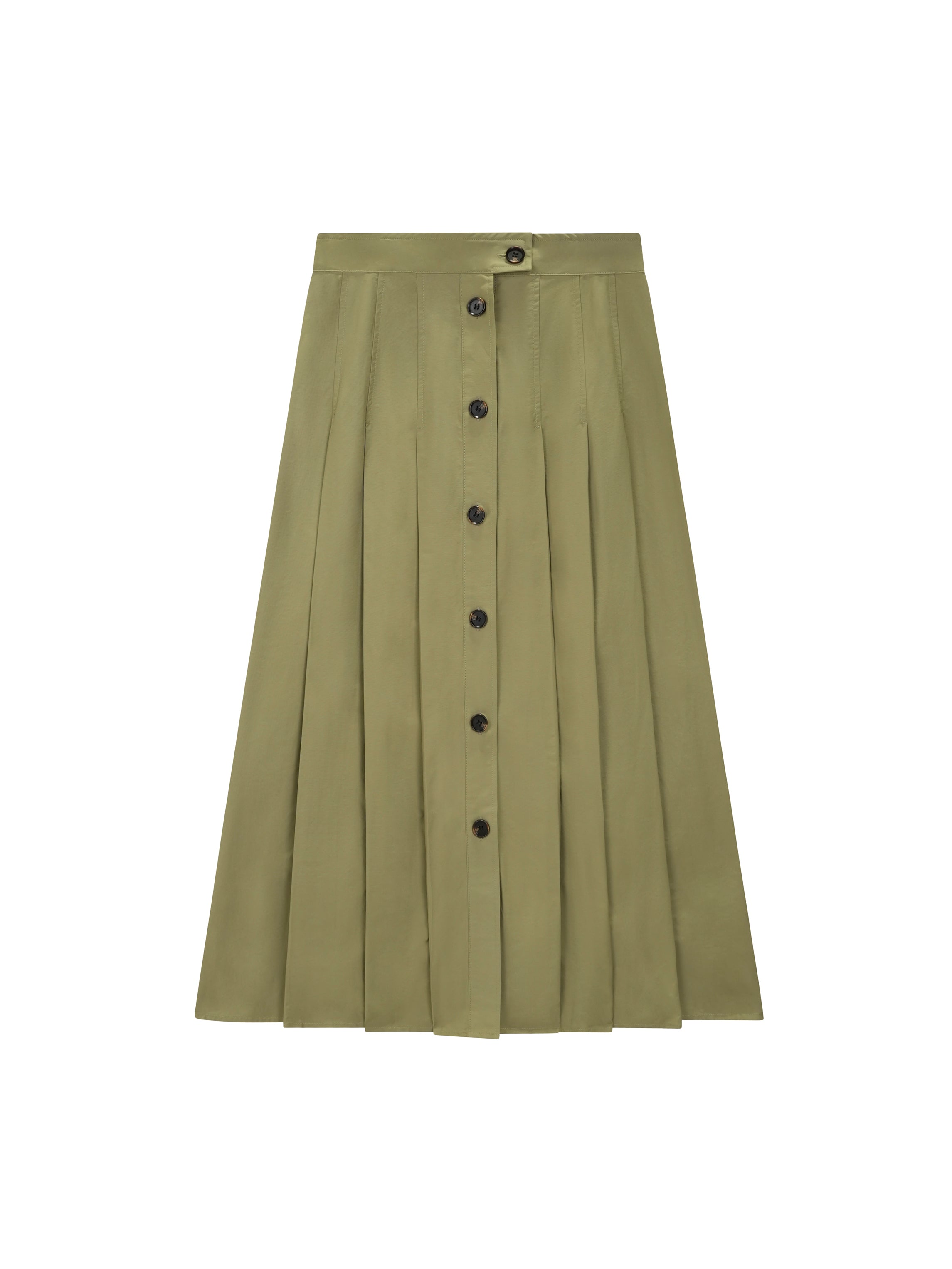 Flat Pleated Button Down Skirt