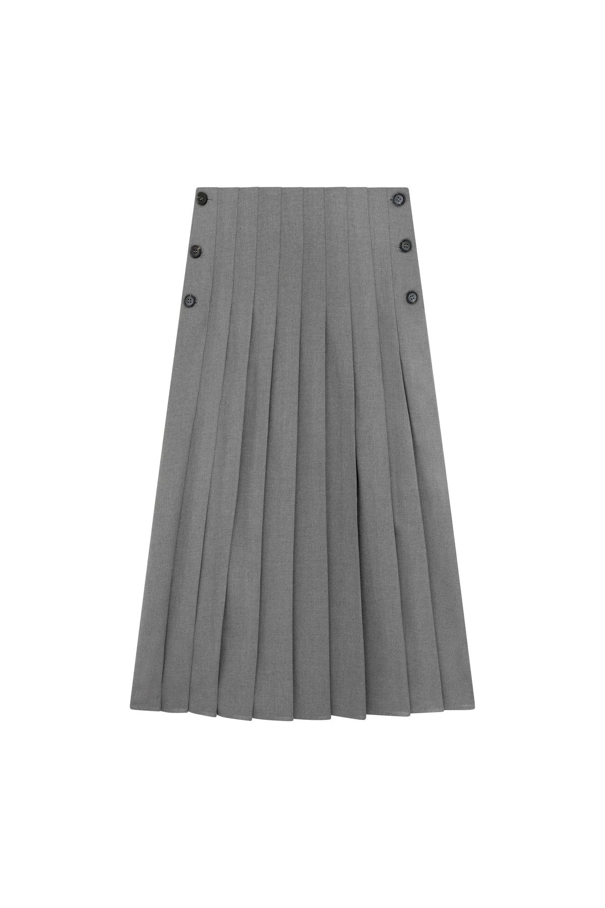 Pleated Skirt With Side Buttons