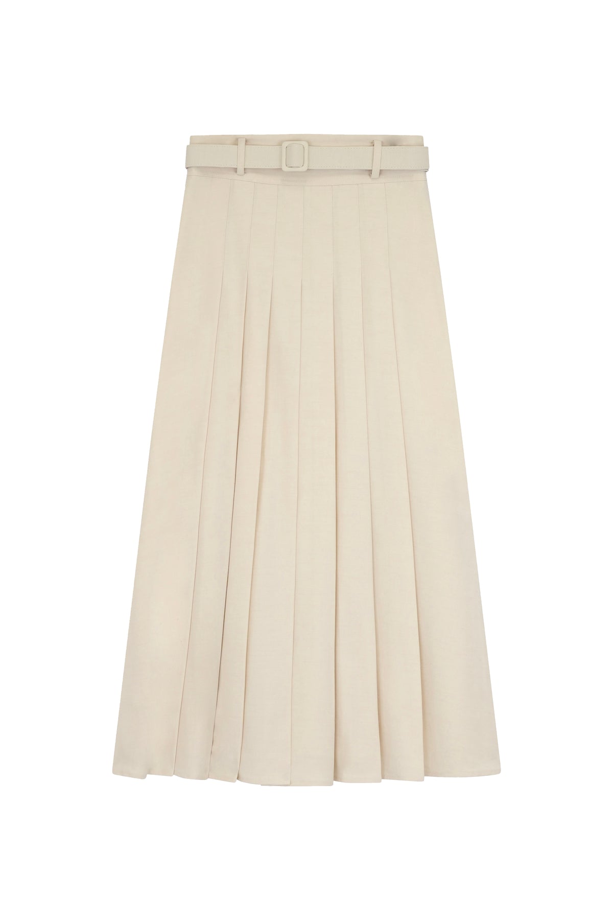 Pleated Belted Skirt With Yoke
