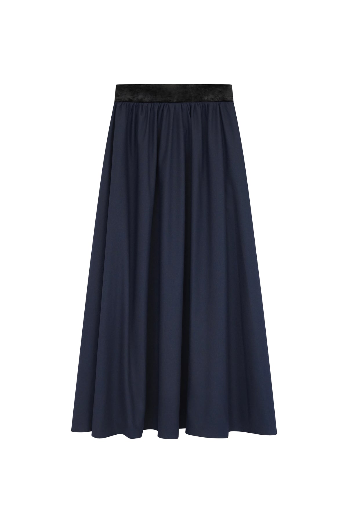 Gathered Dress Skirt With Velvet Waistband