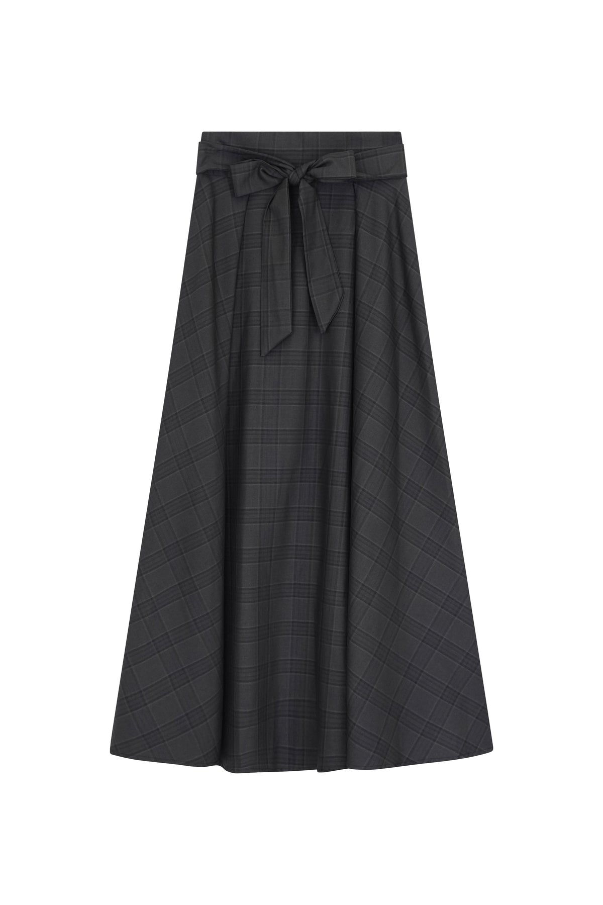 Plaid Circle Skirt With Bow Sash