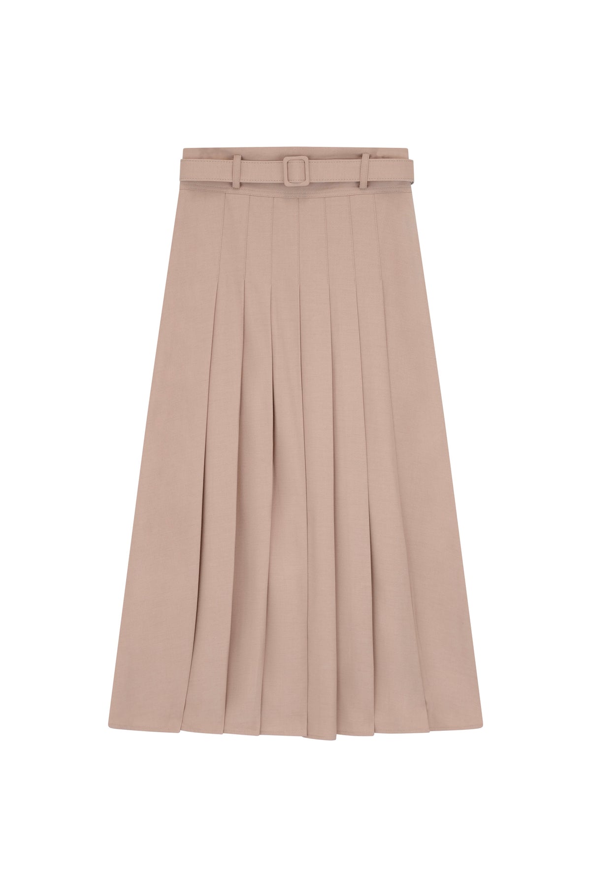 Pleated Belted Skirt With Yoke