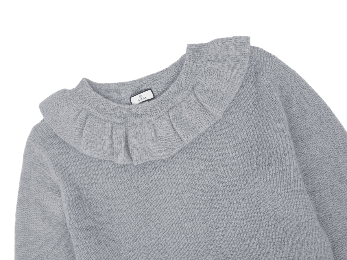 Ruffled Neck Mohair Sweater