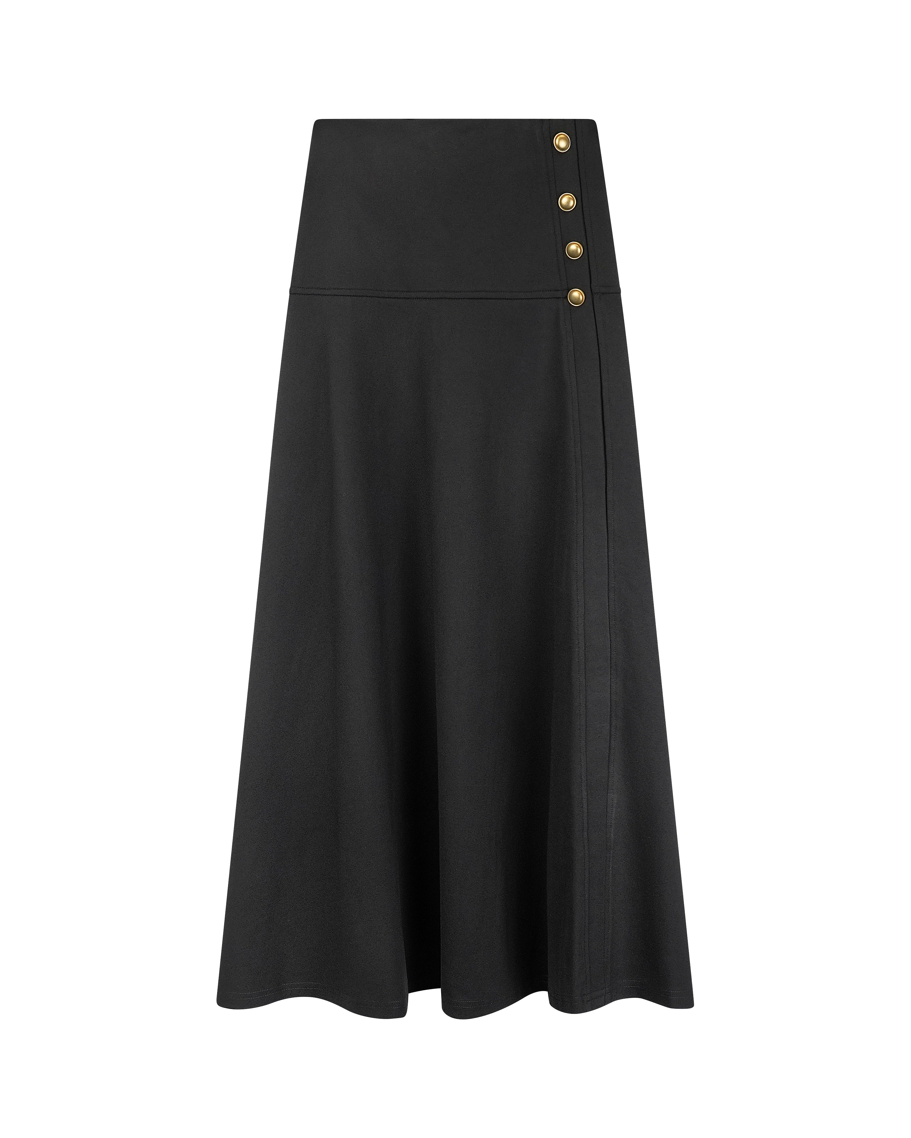 Ponty Skirt with Gold Buttons