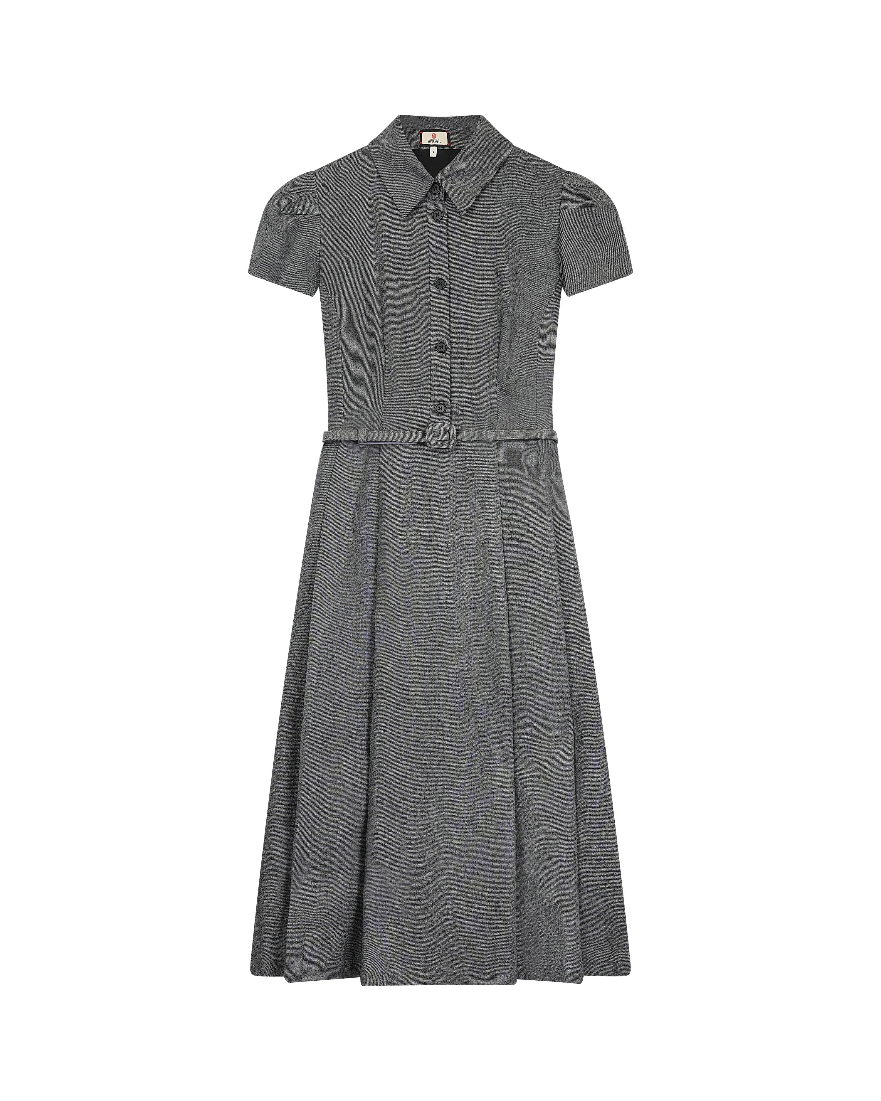 Cap Sleeve Button Down Belted Dress