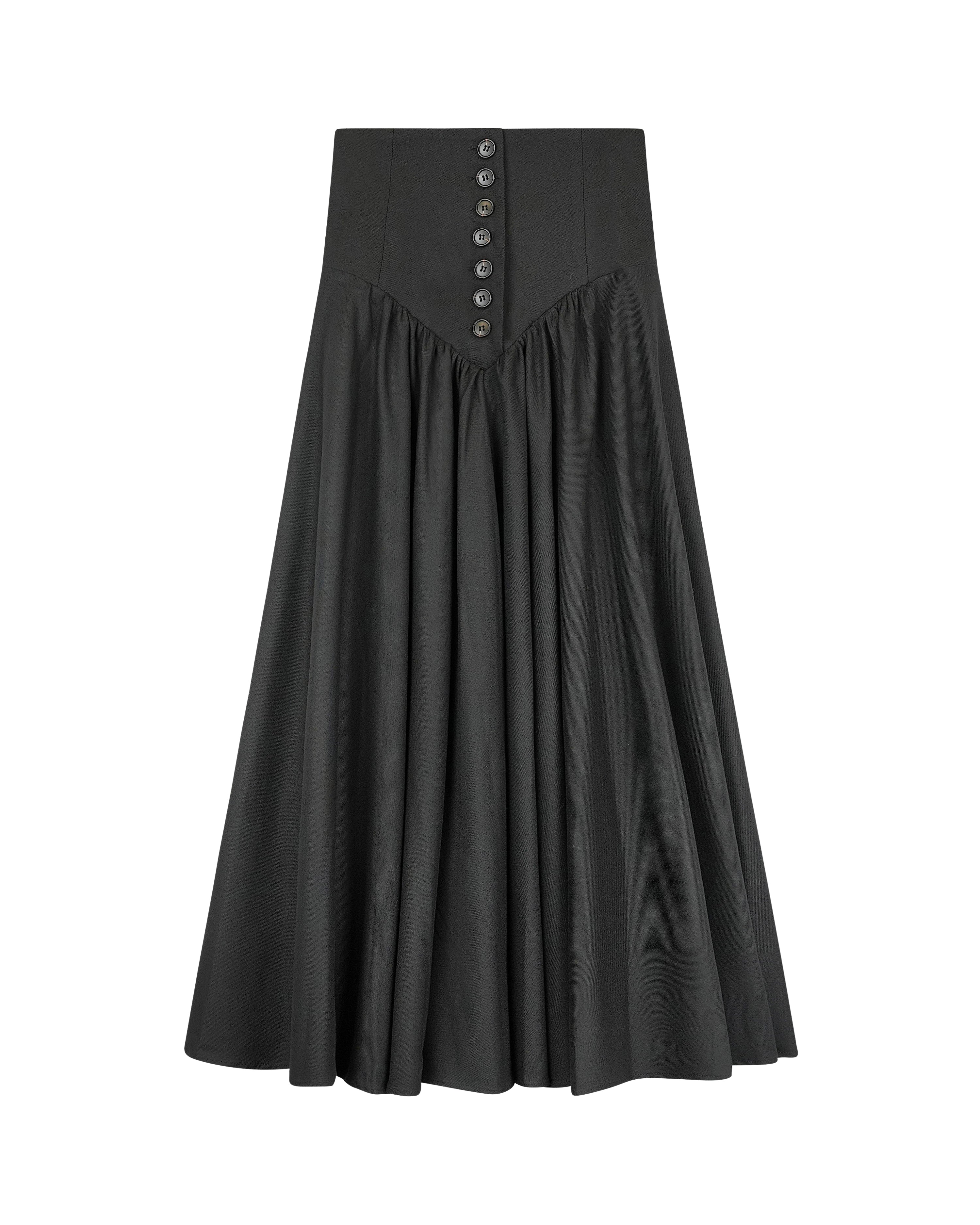 V-Yolk with Buttons Skirt