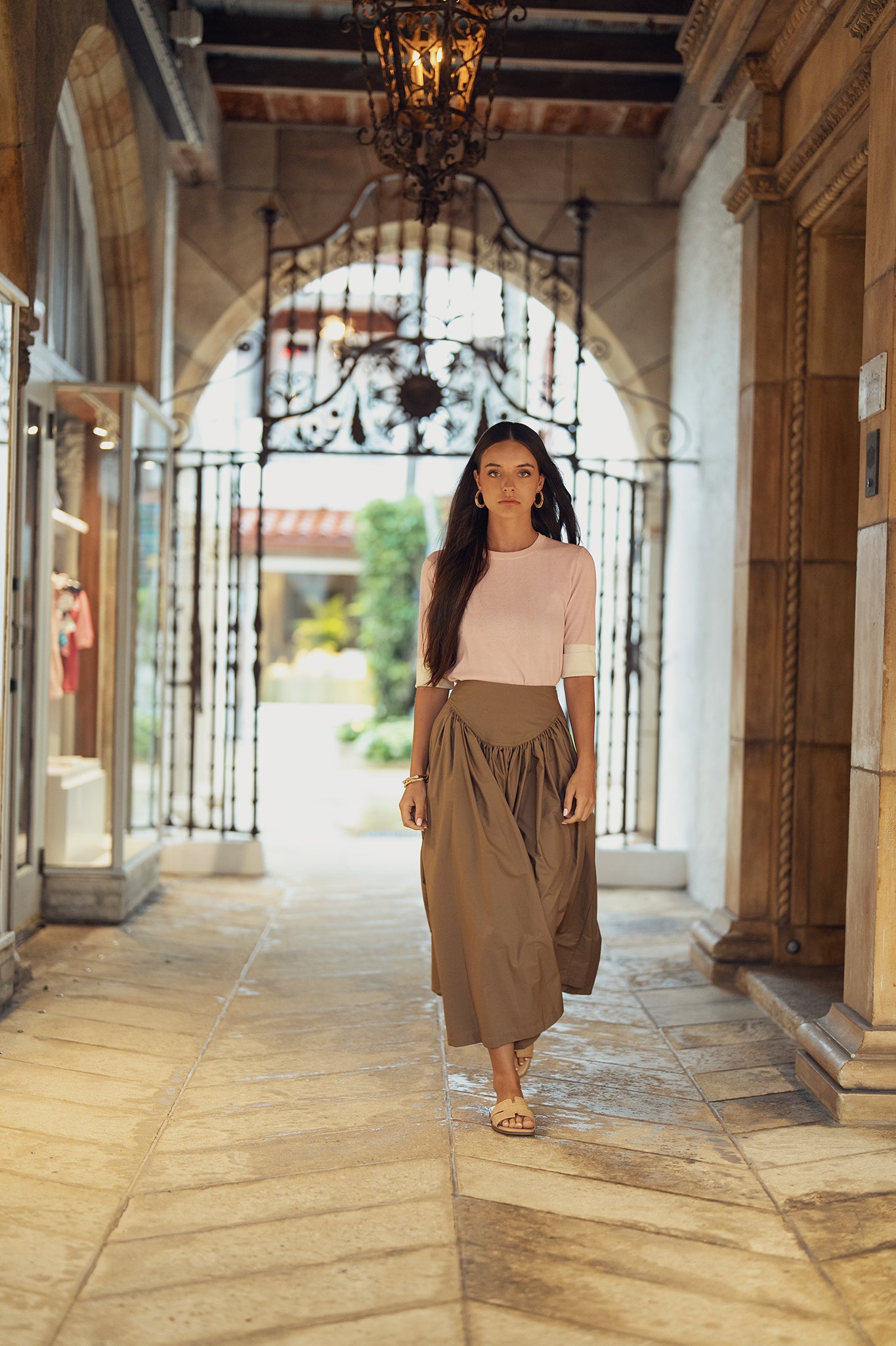 Round Yoke Lightweight Cotton Skirt