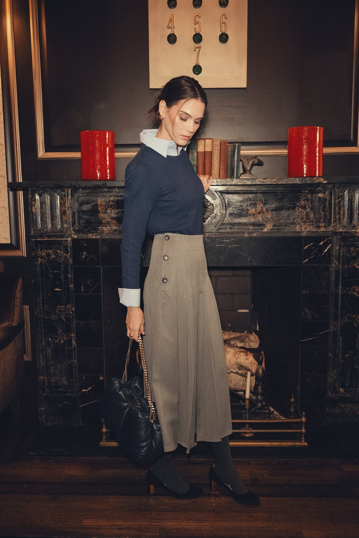 Pleated Skirt With Side Buttons