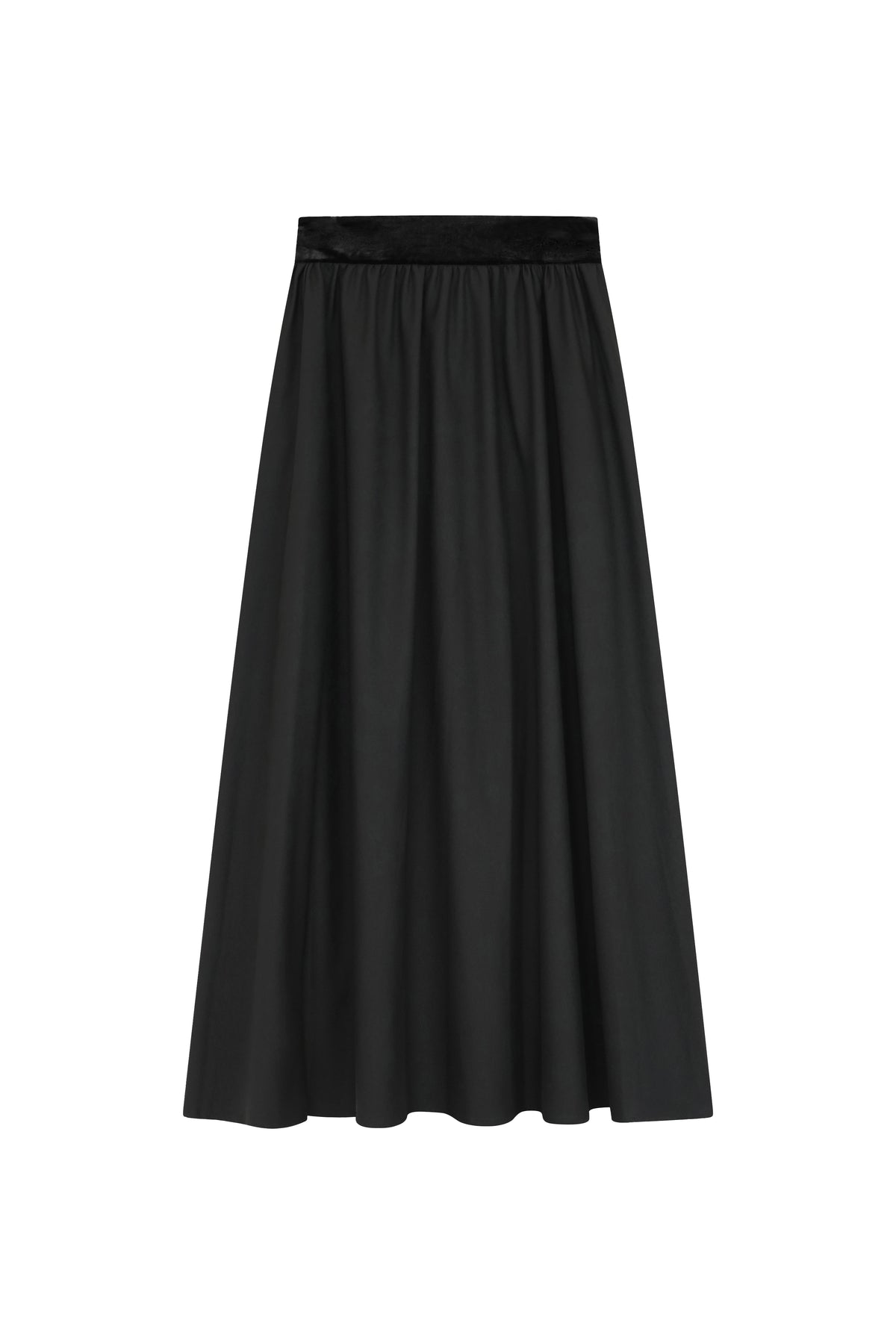 Gathered Dress Skirt With Velvet Waistband