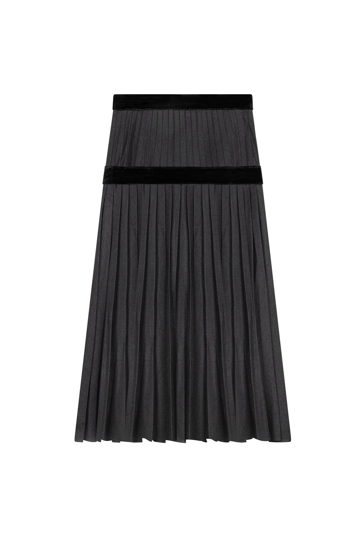 Micro Pleated Dress Skirt With Velvet Accent