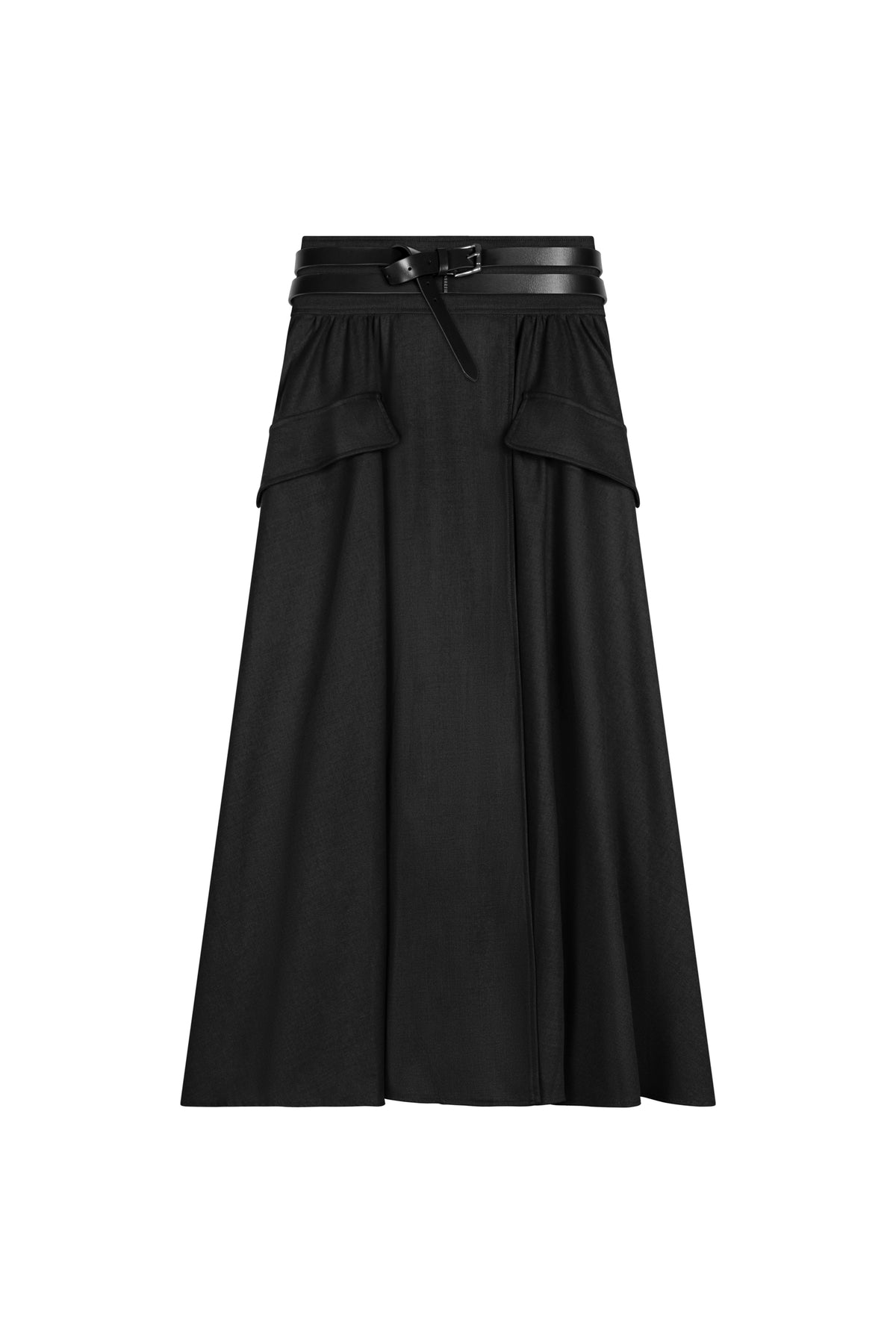 High Waistband Circle Skirt With Belt