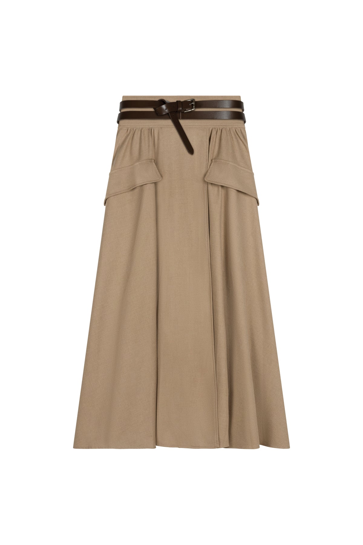 High Waistband Circle Skirt With Belt