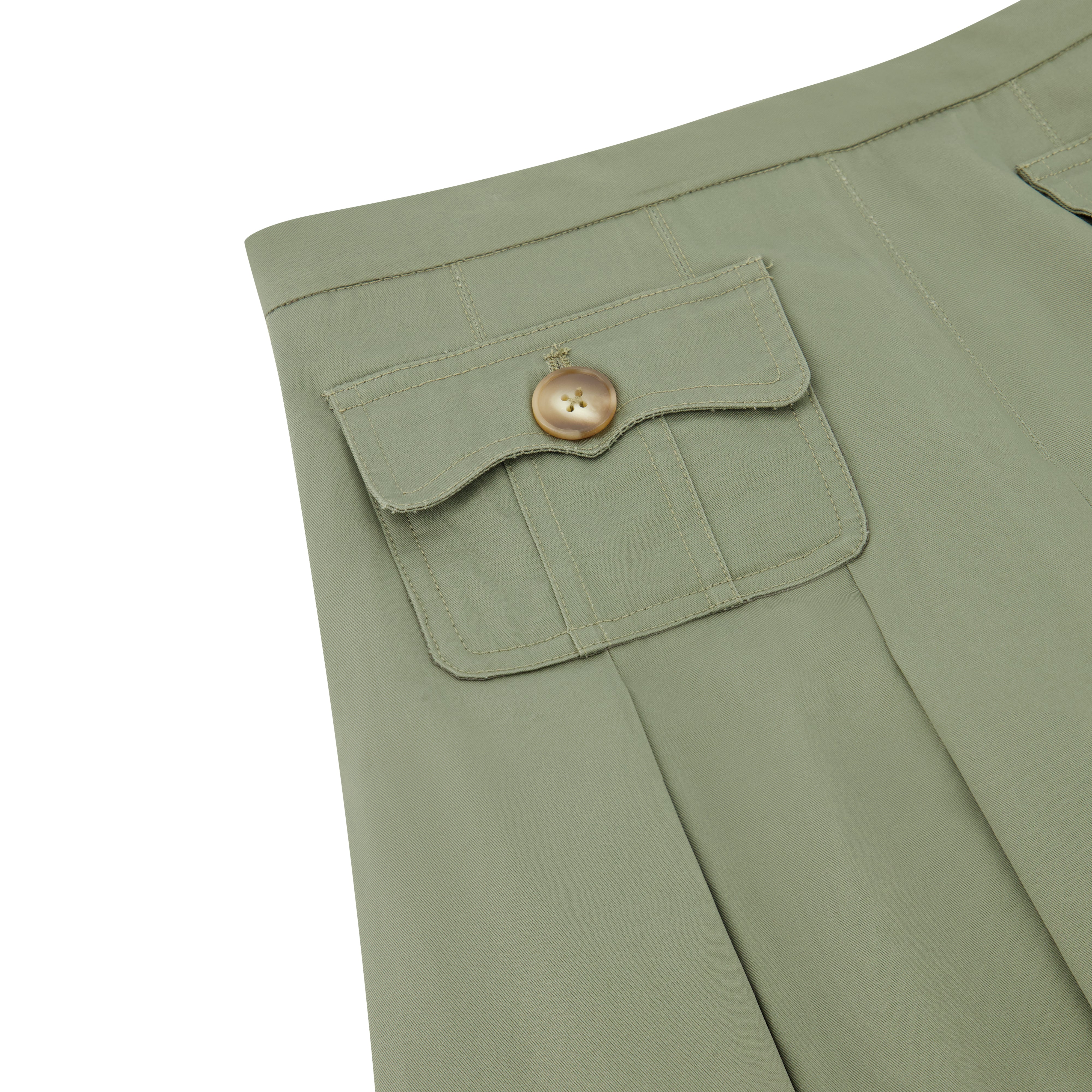 Button Pocket Pleated Skirt