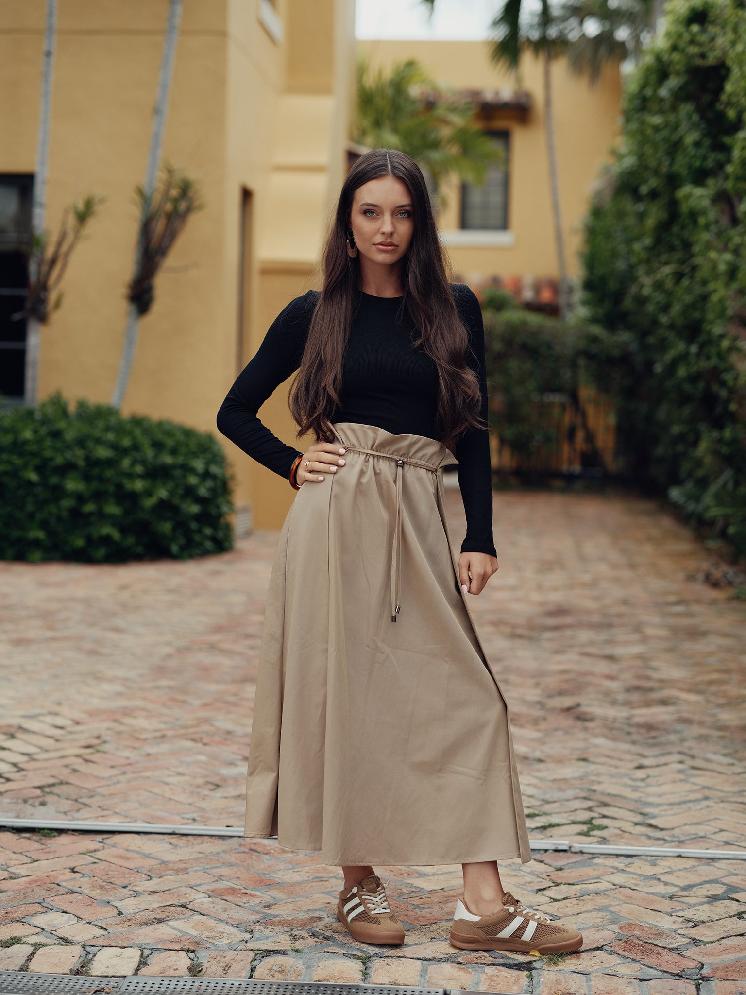Drawstring A-line Skirt