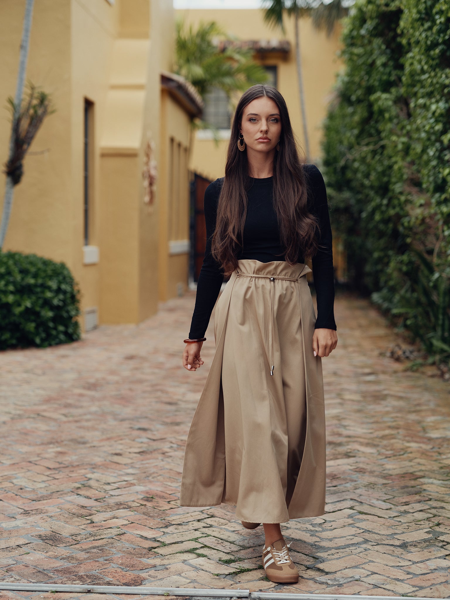 Drawstring A-line Skirt