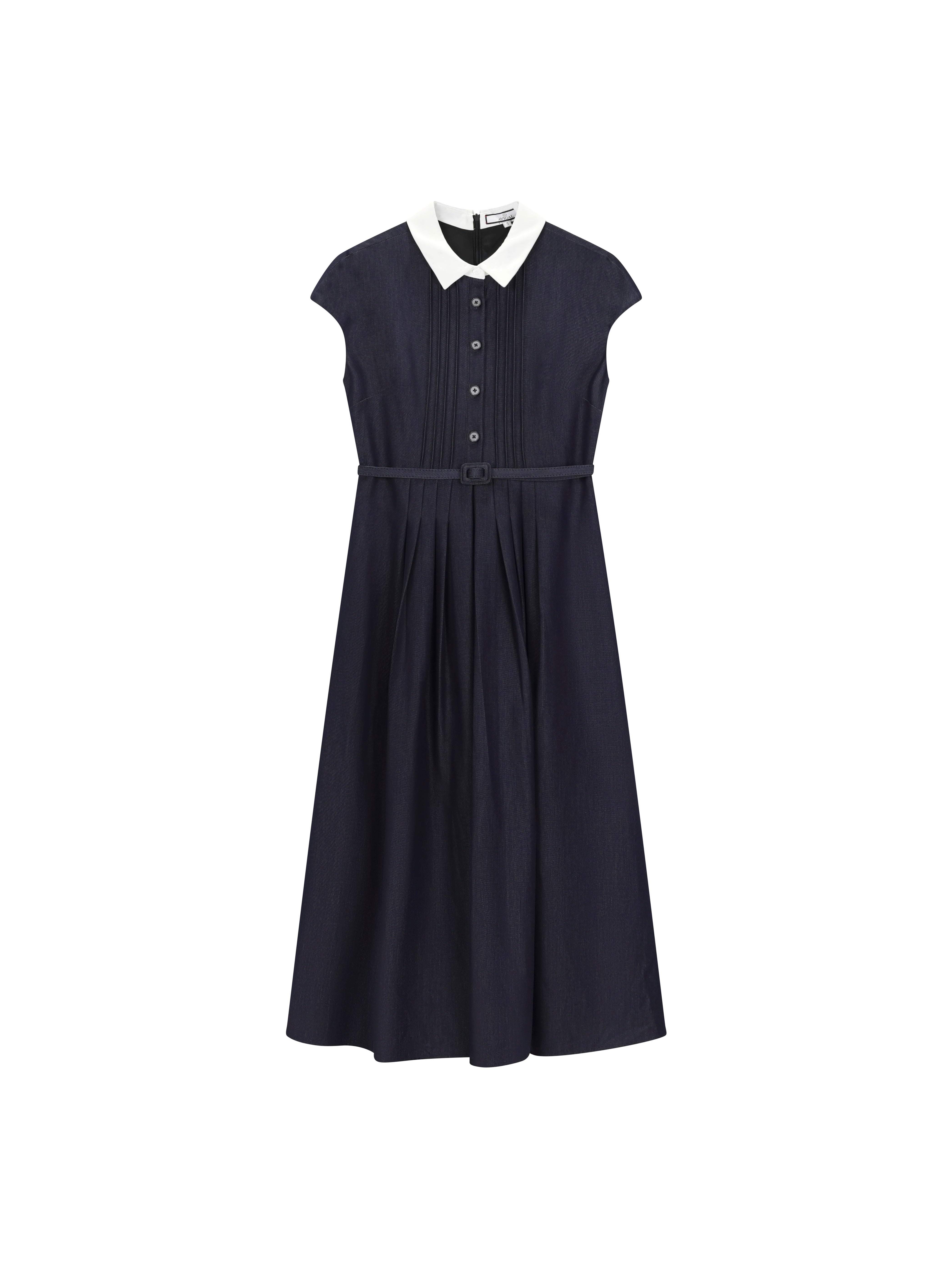 Pleated Chambray Jumper with Belt