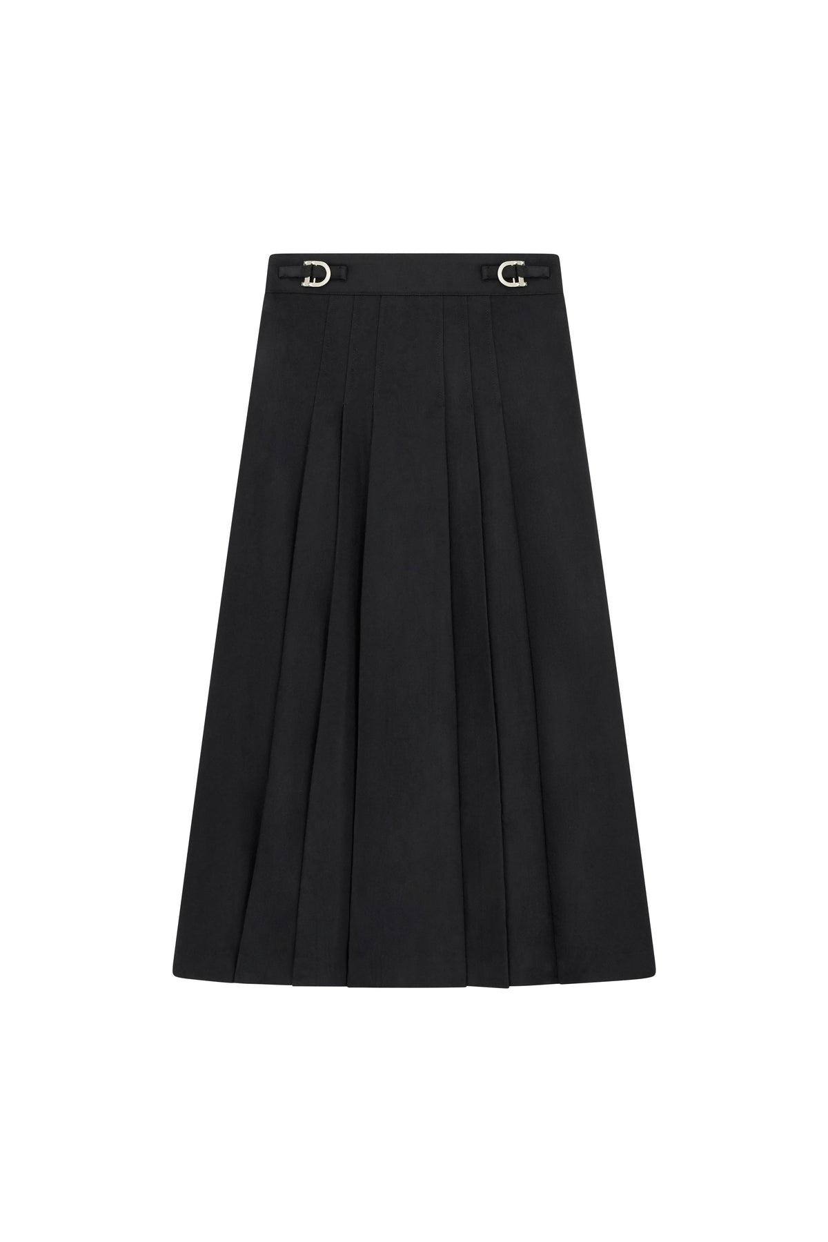 A-Line Front Pleated Skirt With Buckle Accent