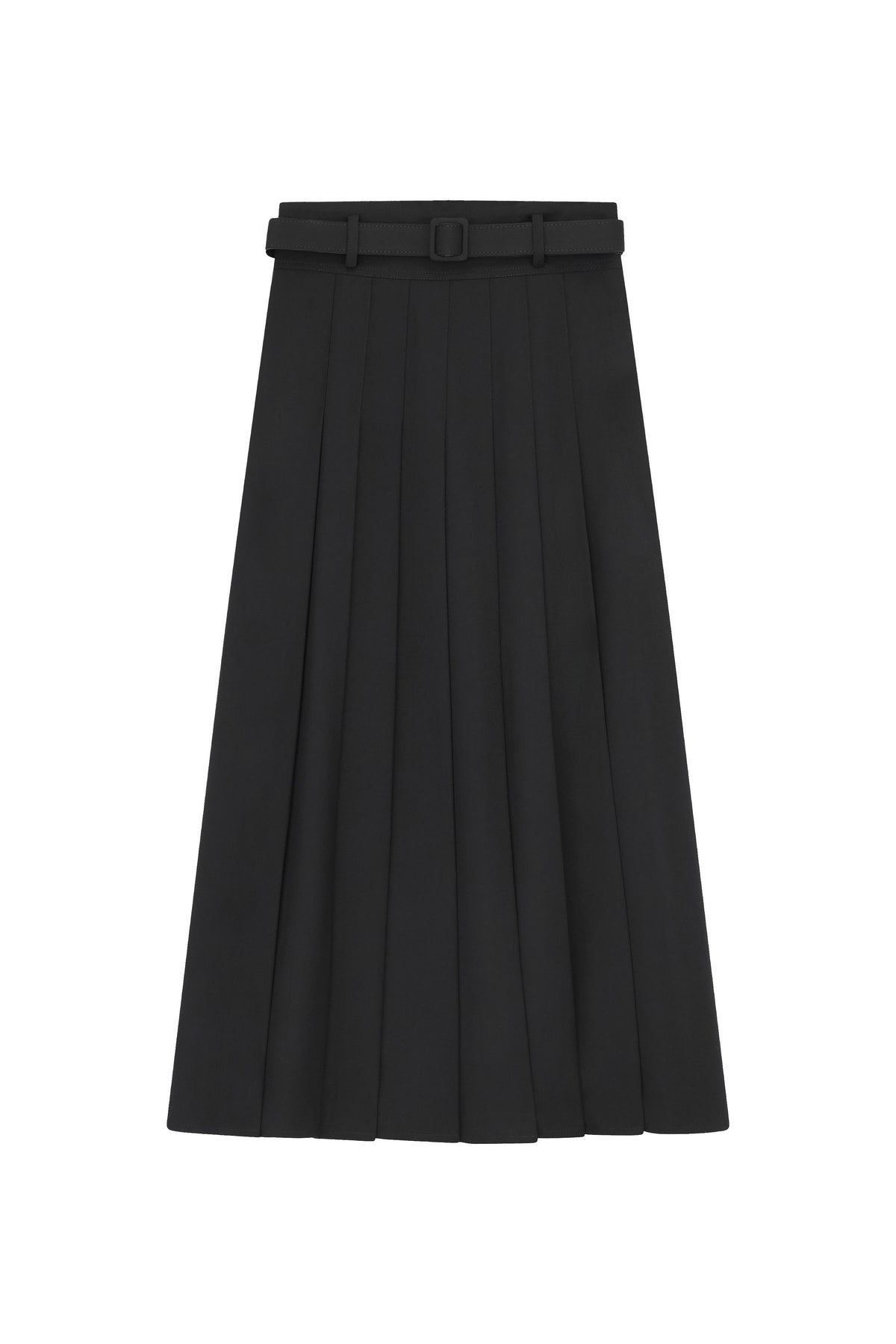 Pleated Belted Skirt With Yoke