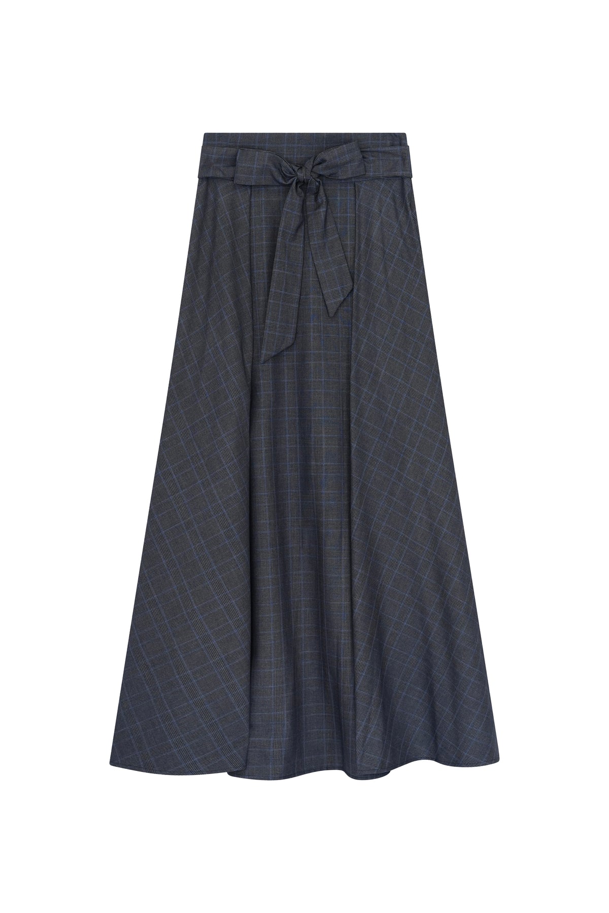 Plaid Circle Skirt With Bow Sash