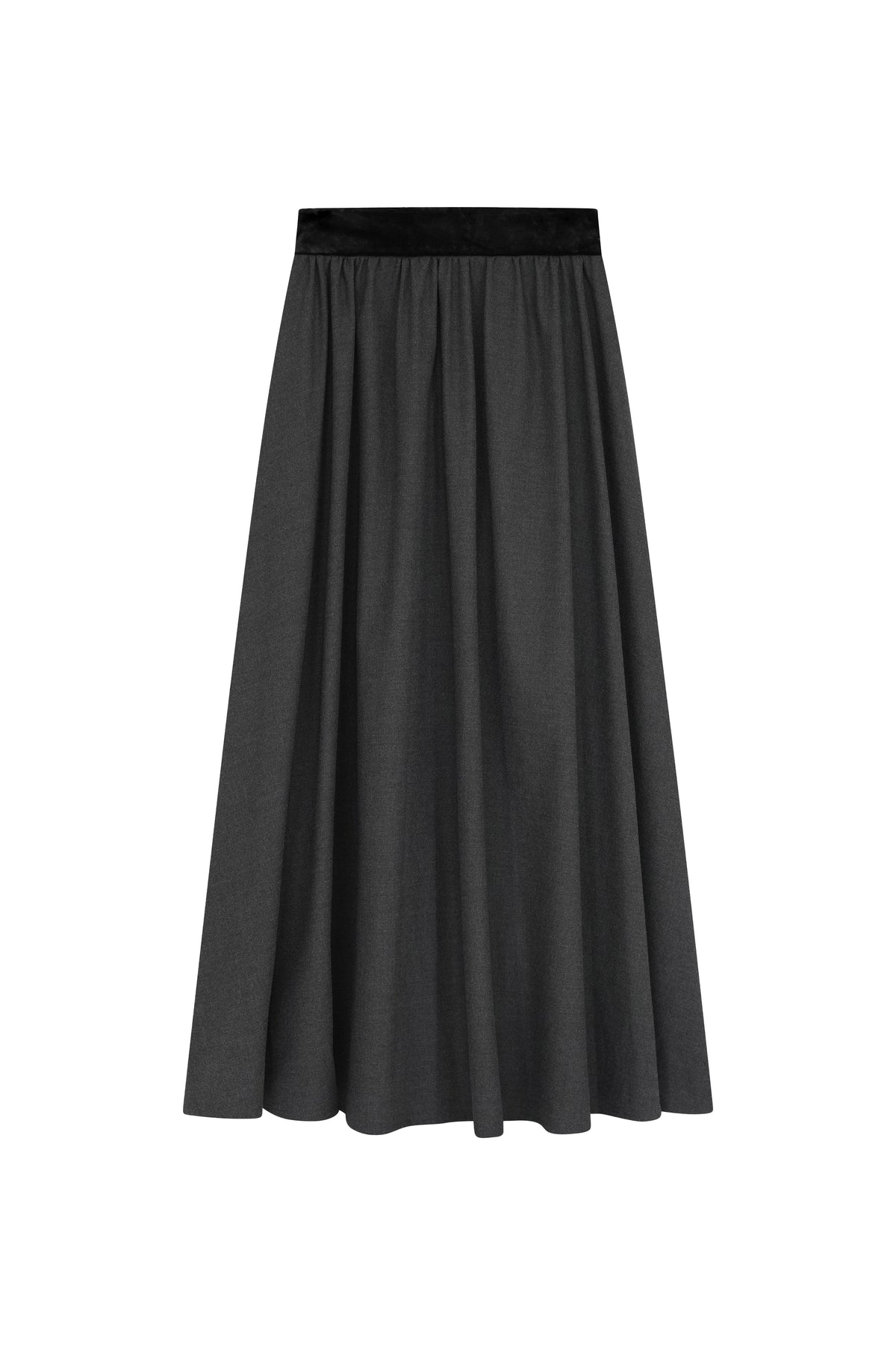 Gathered Dress Skirt With Velvet Waistband