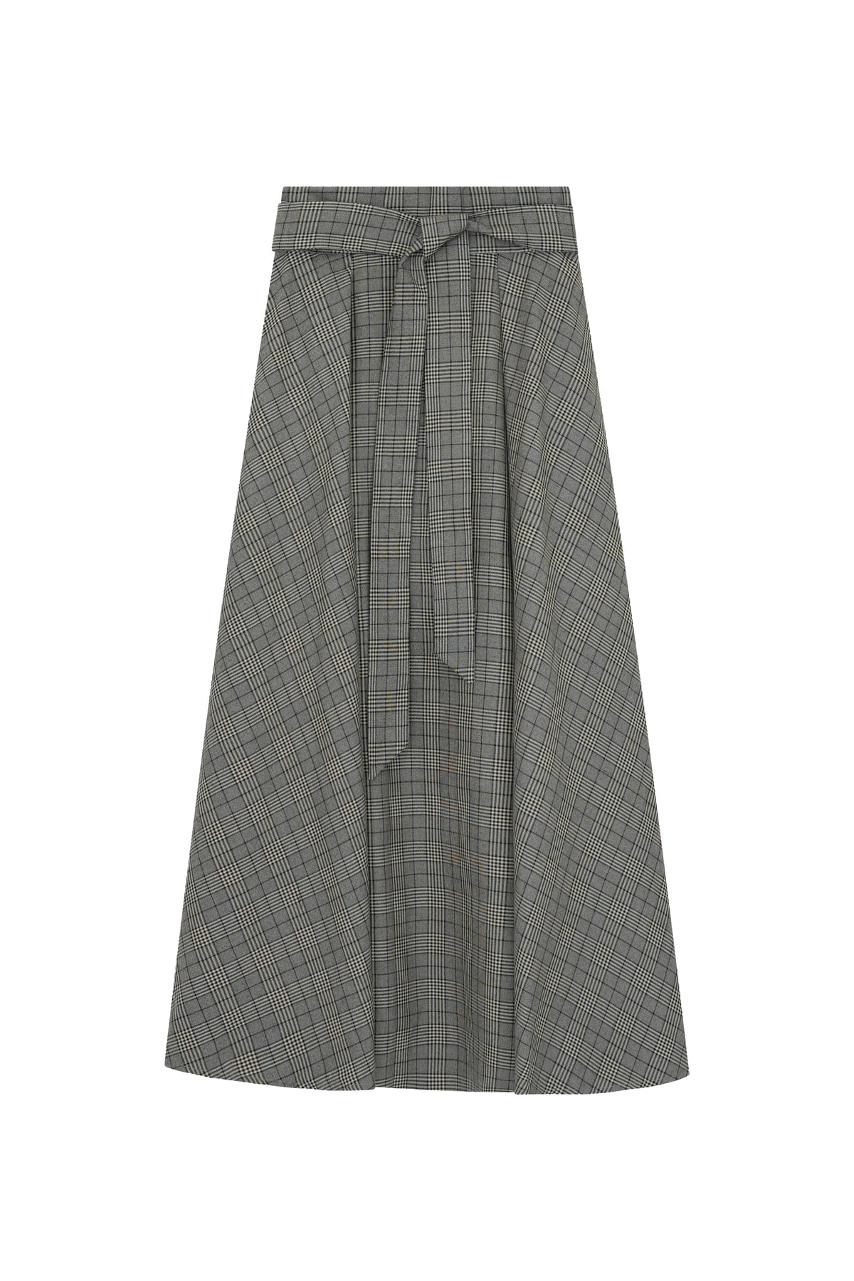 Plaid Circle Skirt With Bow Sash