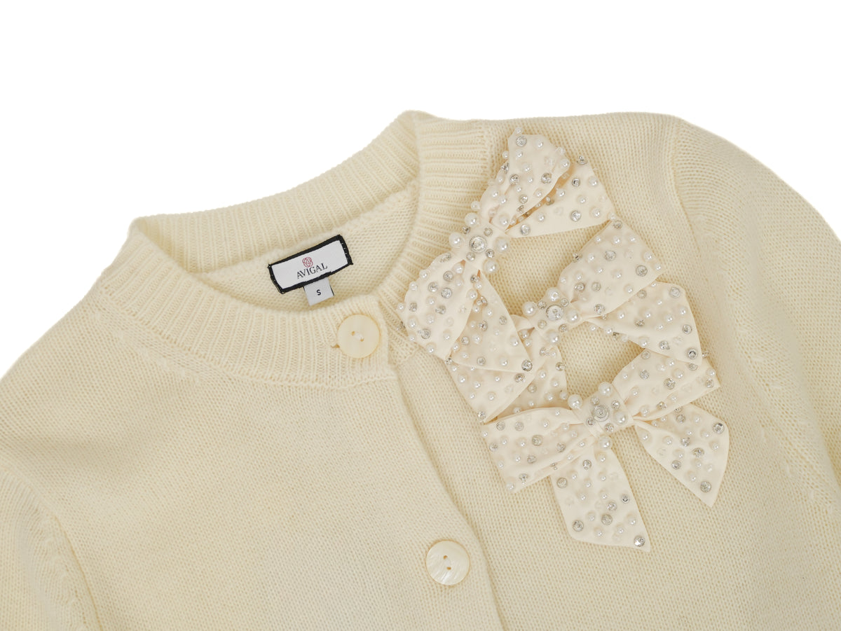Cardigan With Beaded Bows