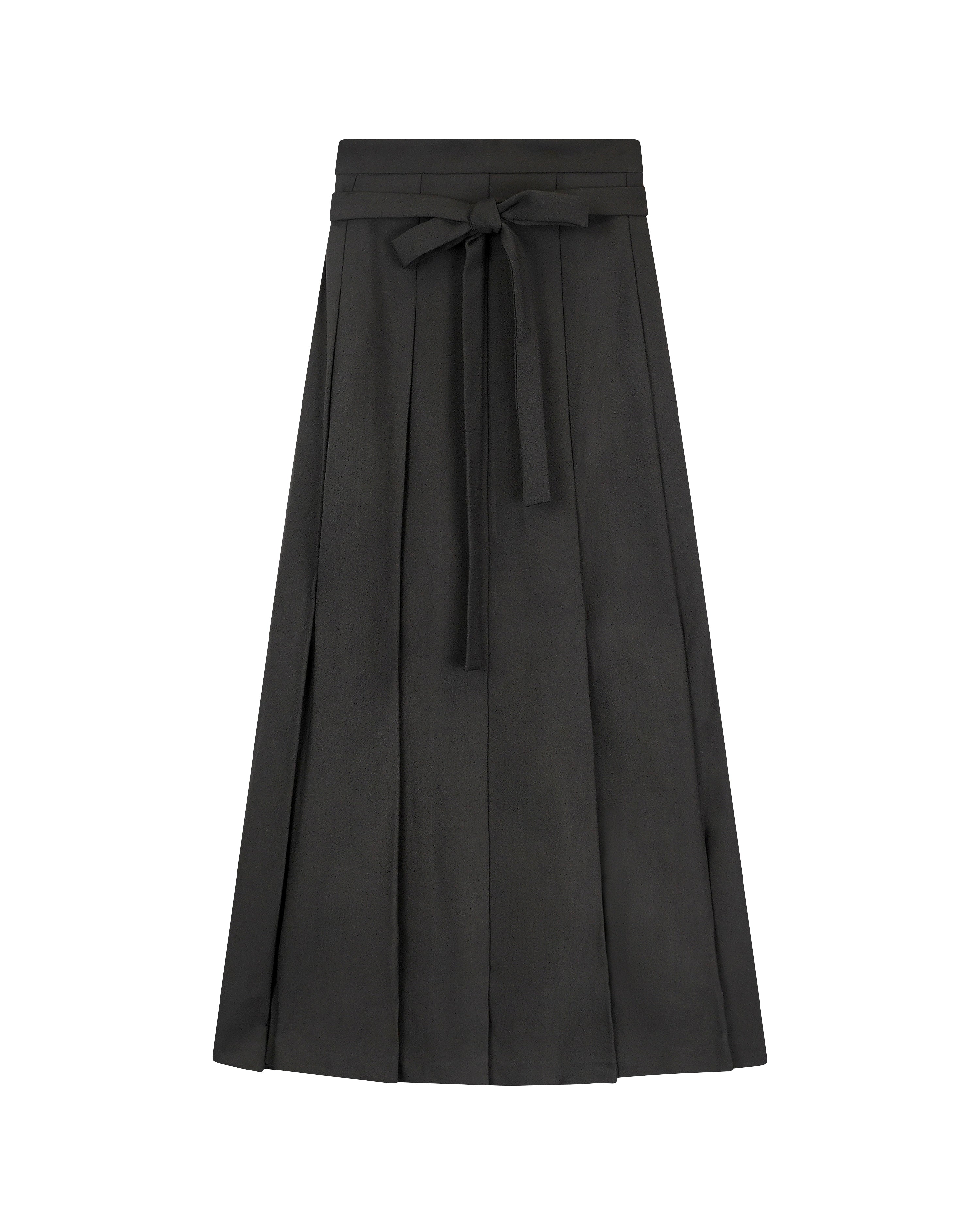 Pleated Skirt with Bow Belt