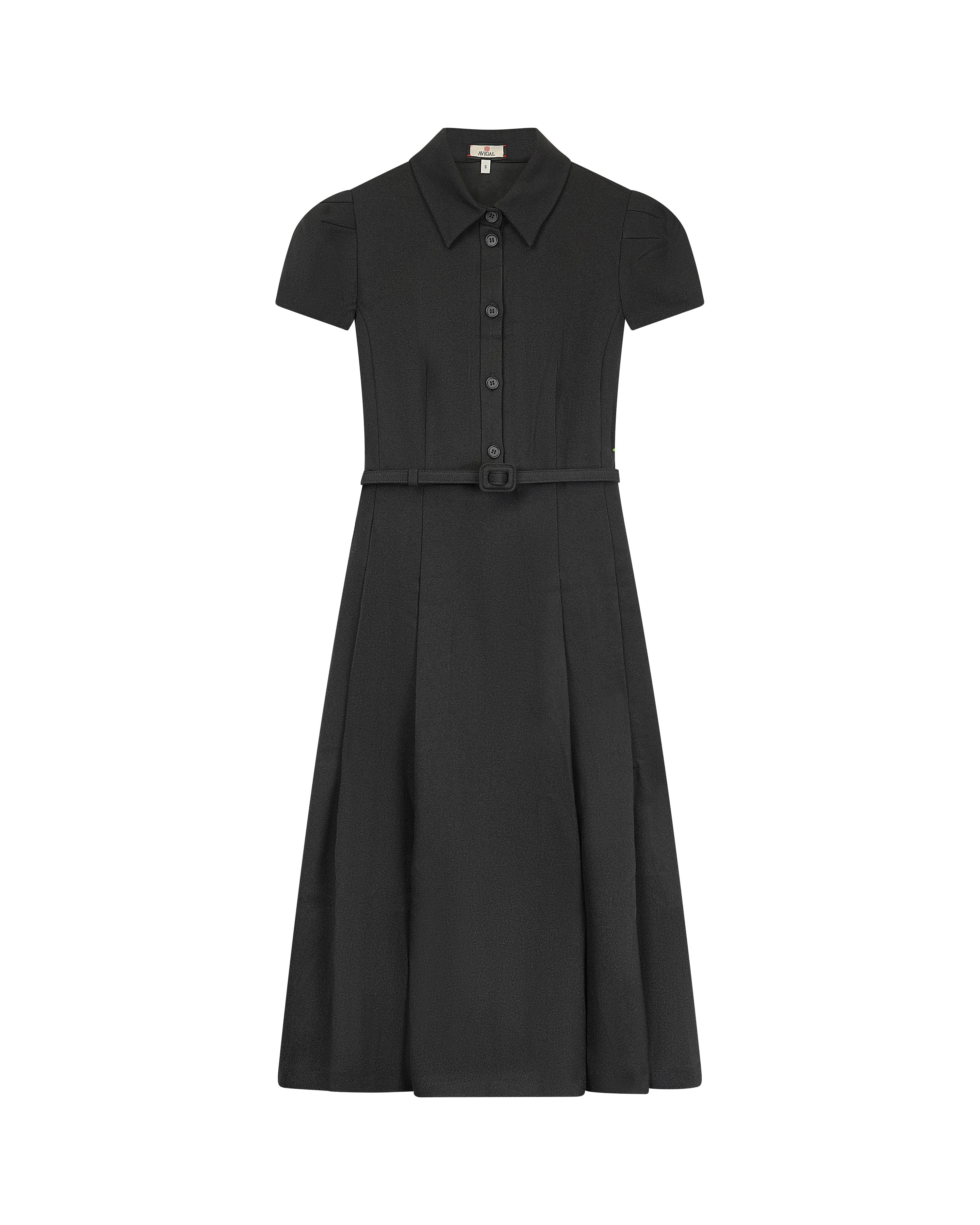 Cap Sleeve Button Down Belted Dress