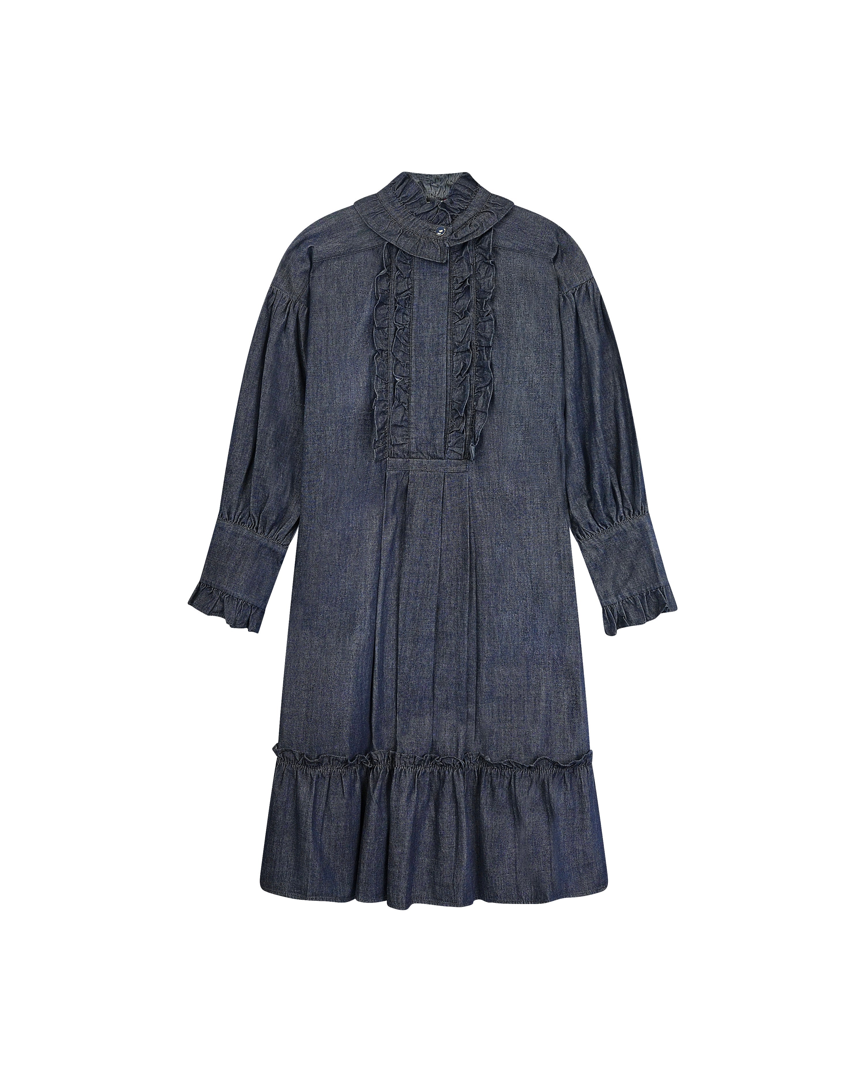 Ruffled Bib Shirt Dress