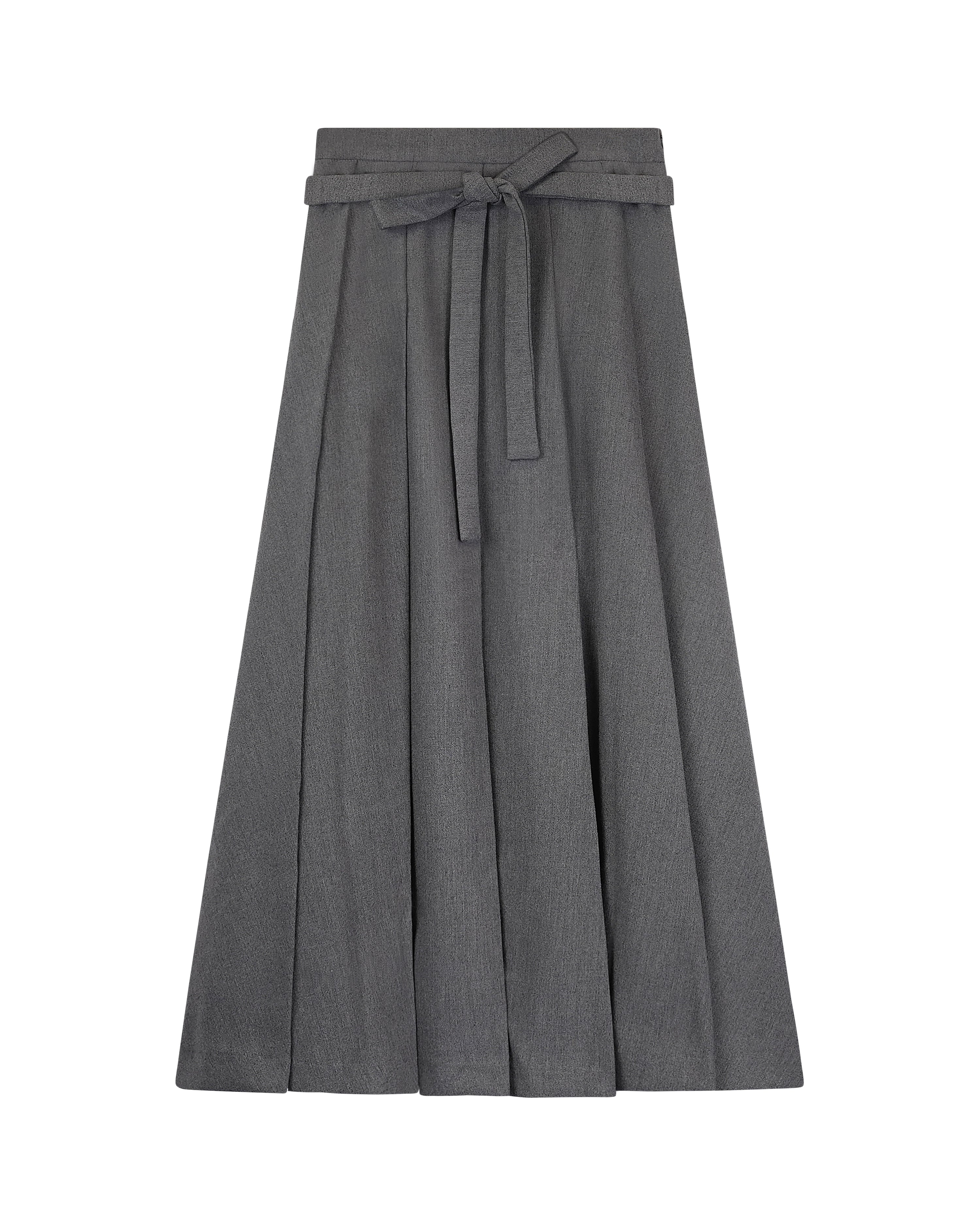Pleated Skirt with Bow Belt