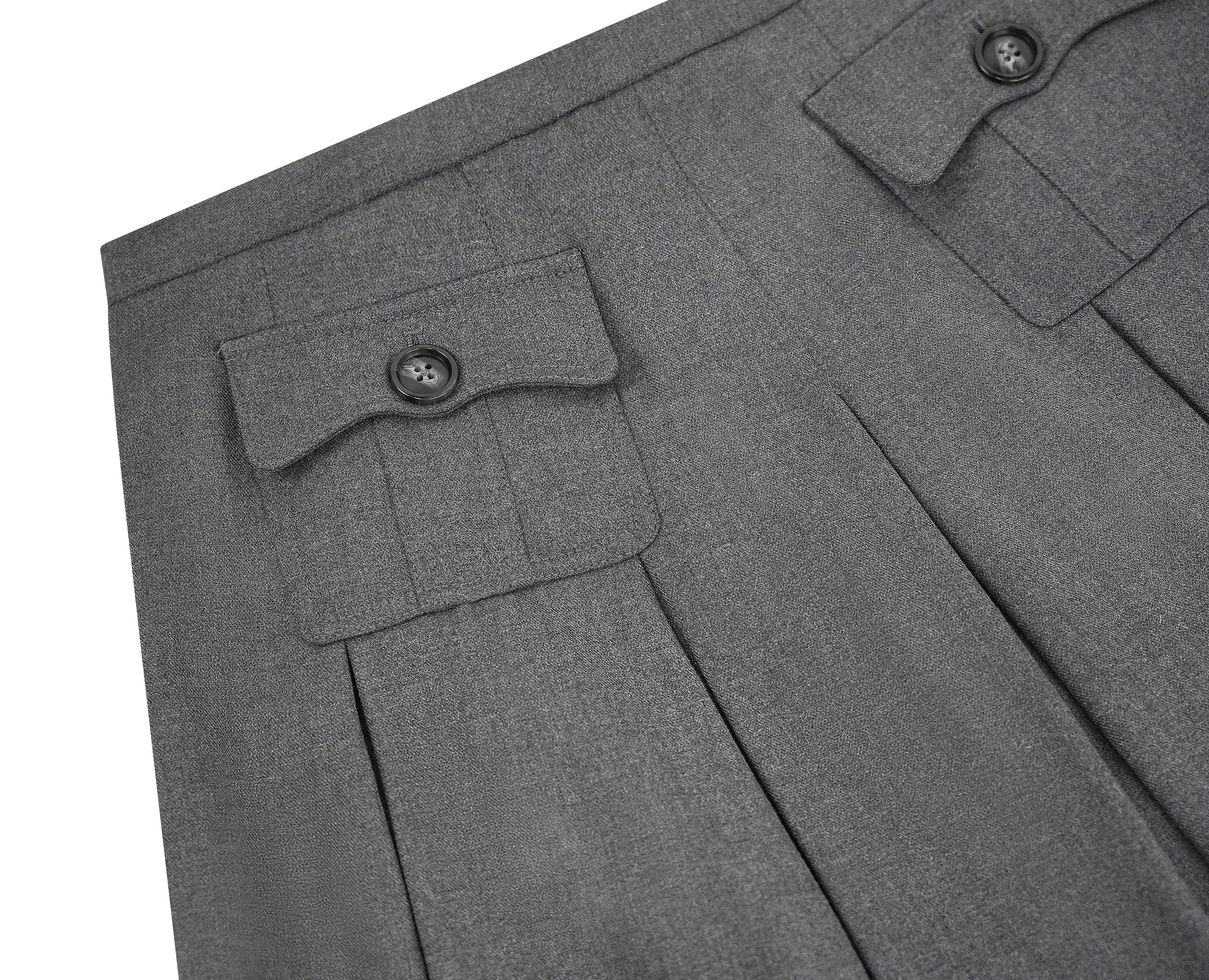 2 Buttoned Pockets Pleated Skirt