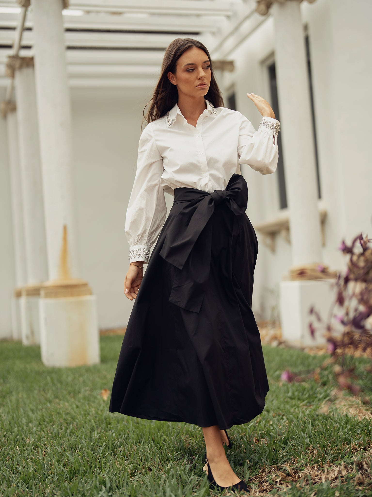 Crystal Collar & Cuff Dress Blouse
