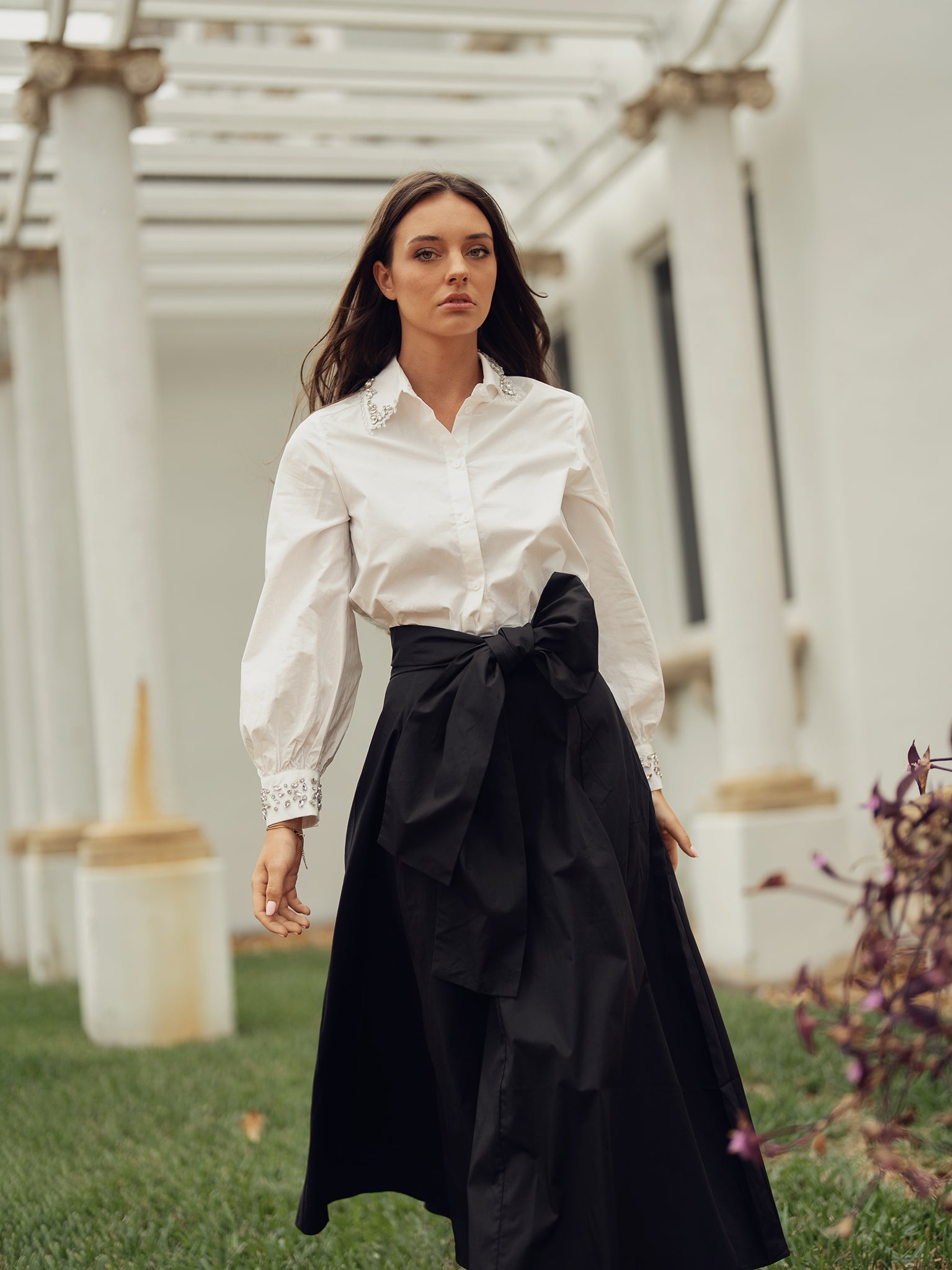 Crystal Collar & Cuff Dress Blouse