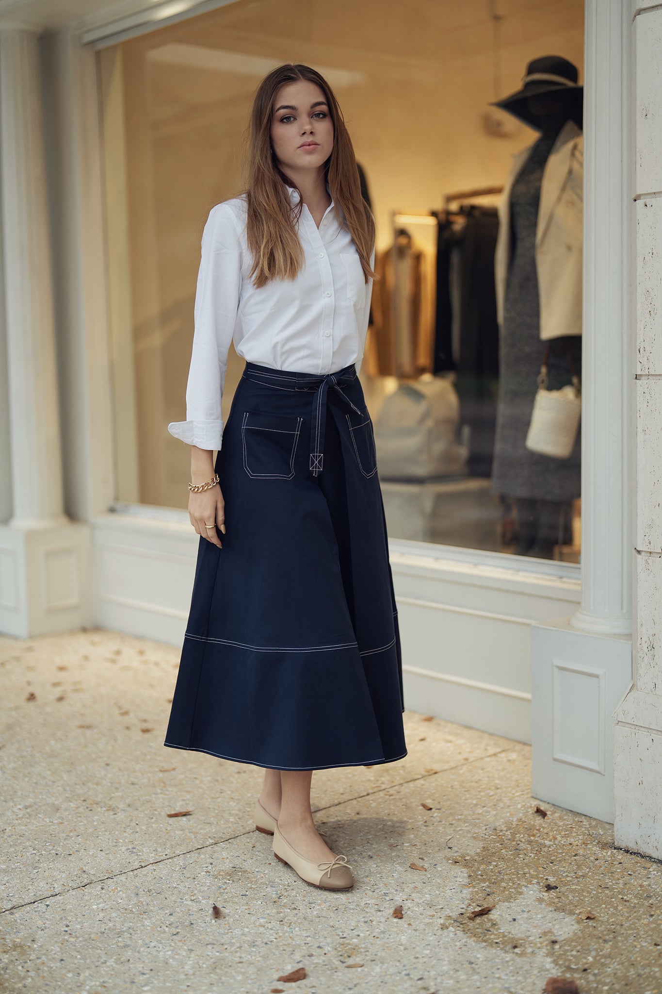 A-line Skirt with Top Stitching