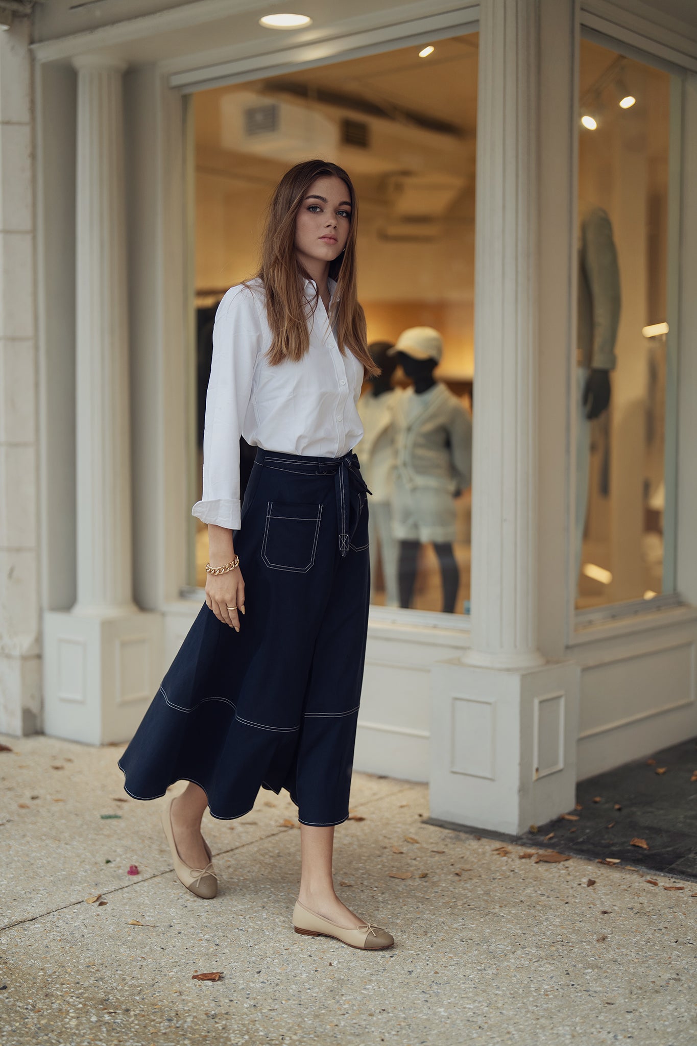 A-line Skirt with Top Stitching