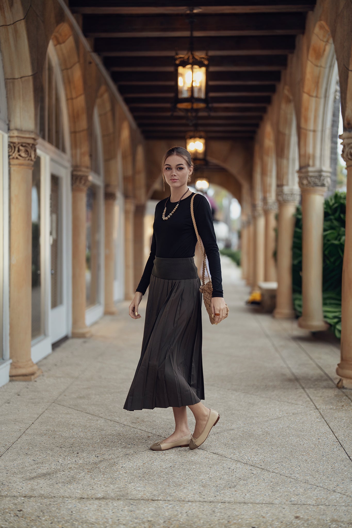 Knit Yoke Waistband Skirt
