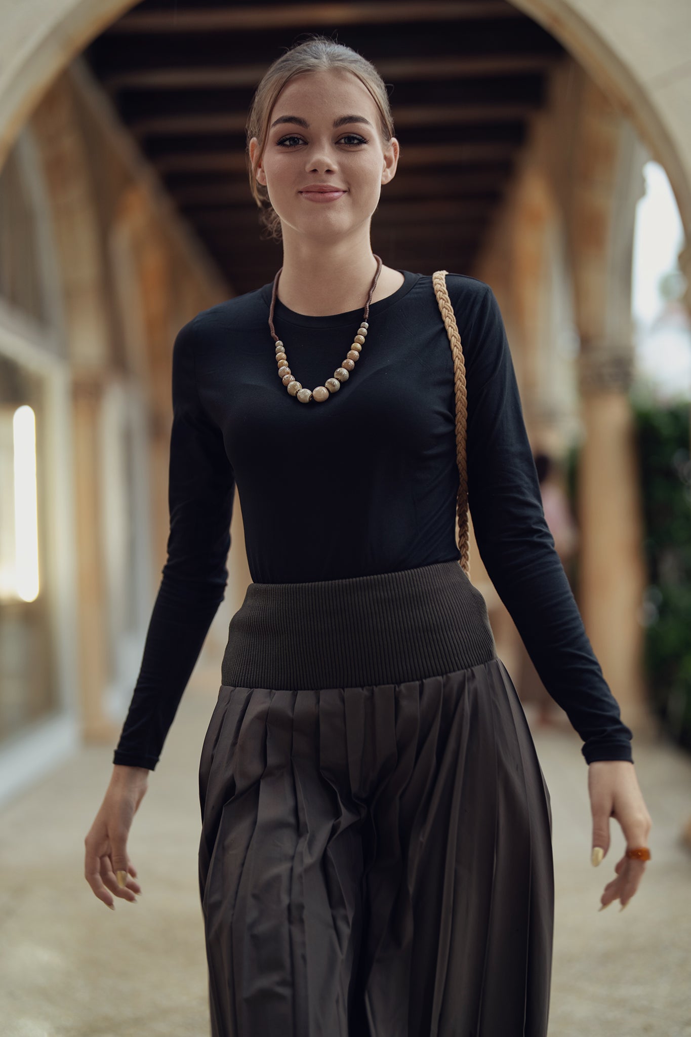 Knit Yoke Waistband Skirt